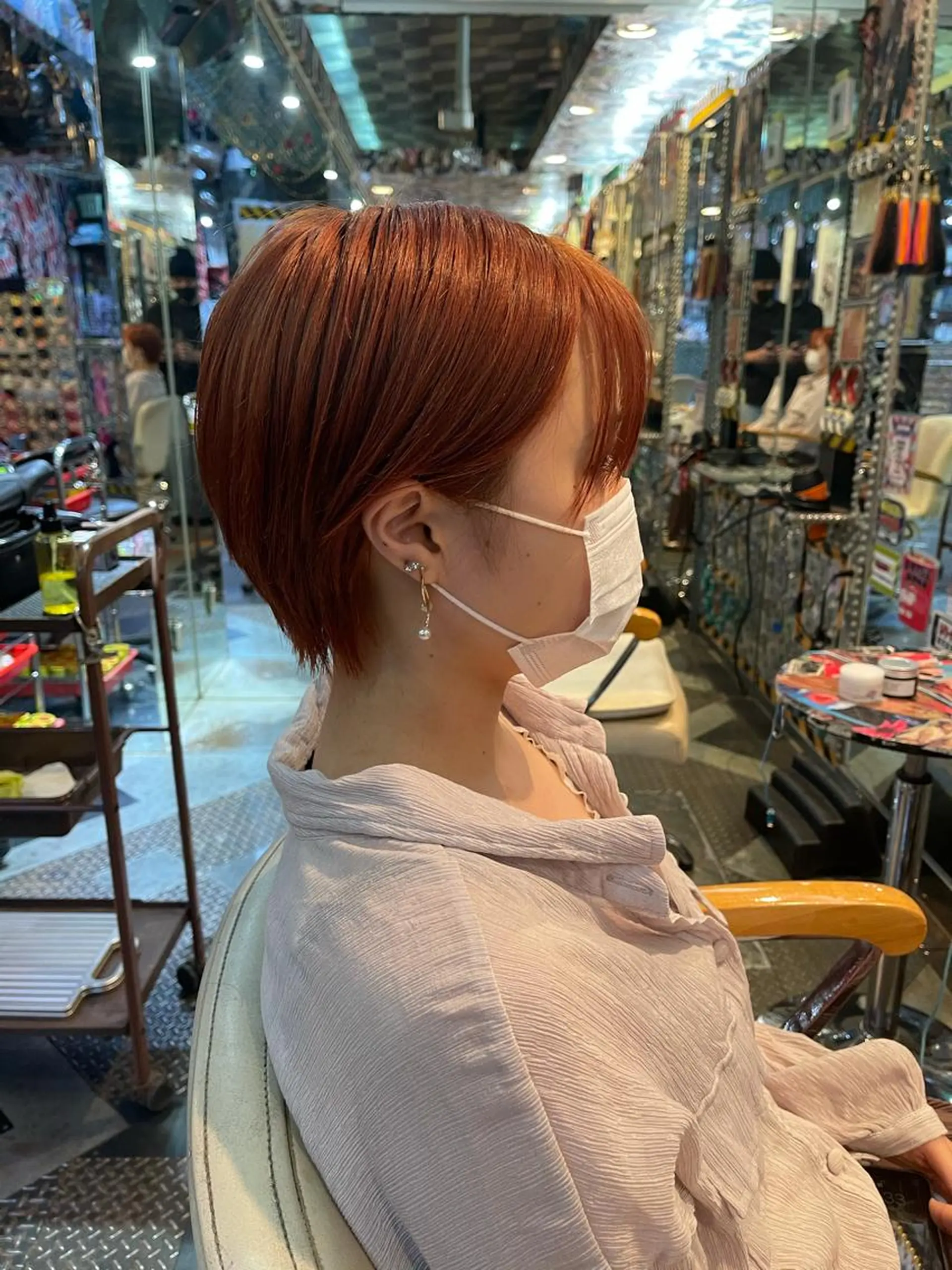 ショート カラー ヘアアレンジ オレンジ ショートヘア 🌈派手髪エクステ ブレイズ🌈ひろとのヘアスタイル