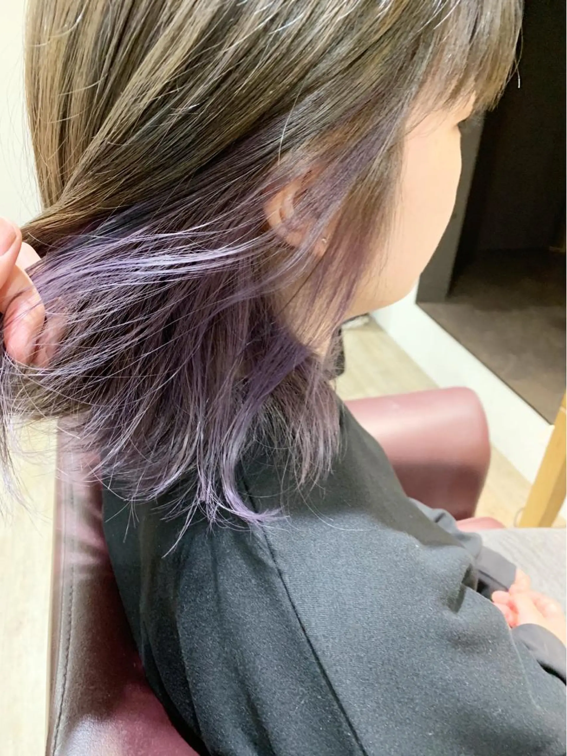 ミディアム カラー ブリーチ パープルカラー ヘアカラー エクステ KAZUMAのヘアスタイル