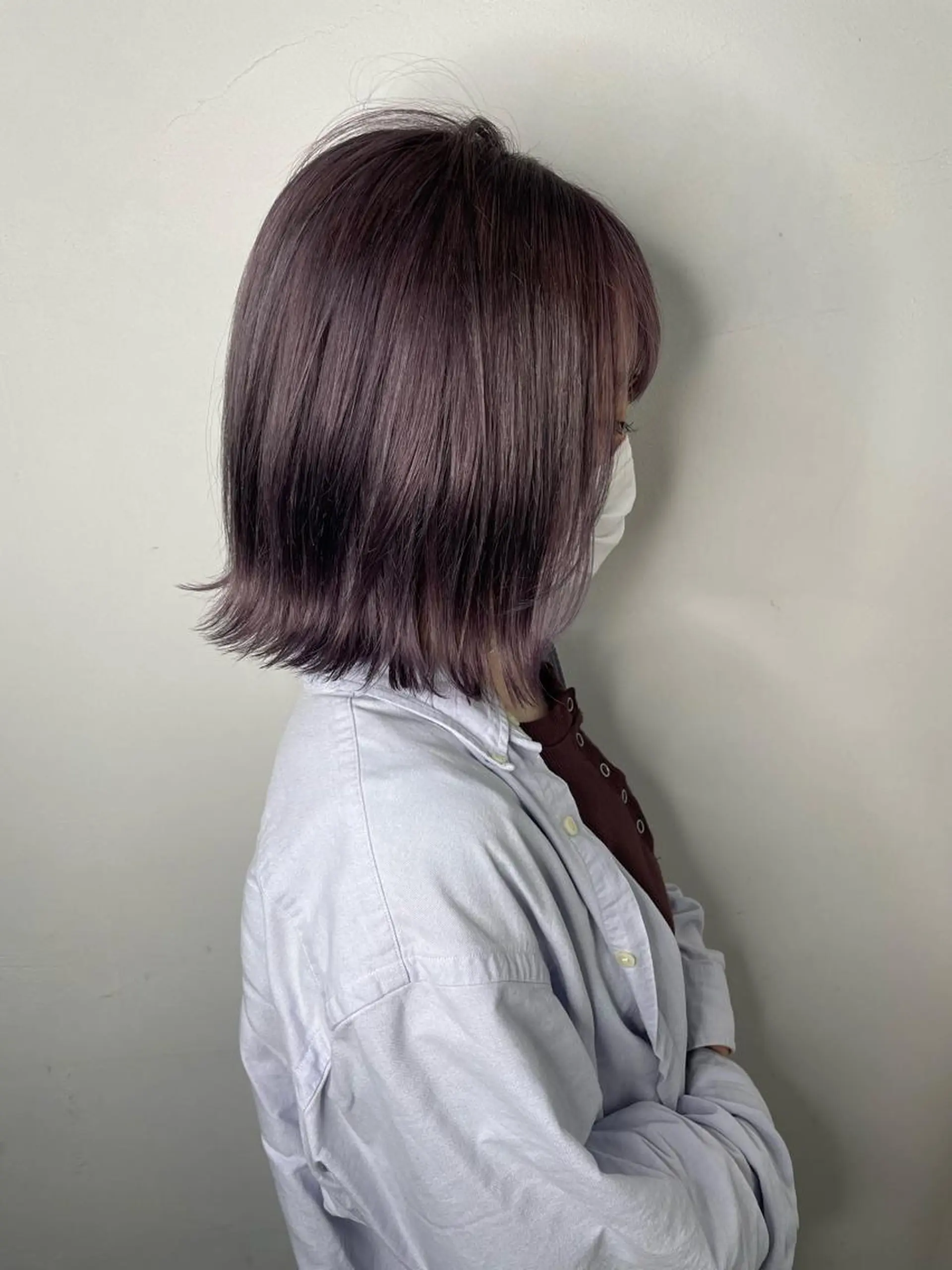 ミディアム カラー ディープパープル パープルカラー ボブ カット ヘアカラー トリートメント 安田 蓮のヘアスタイル