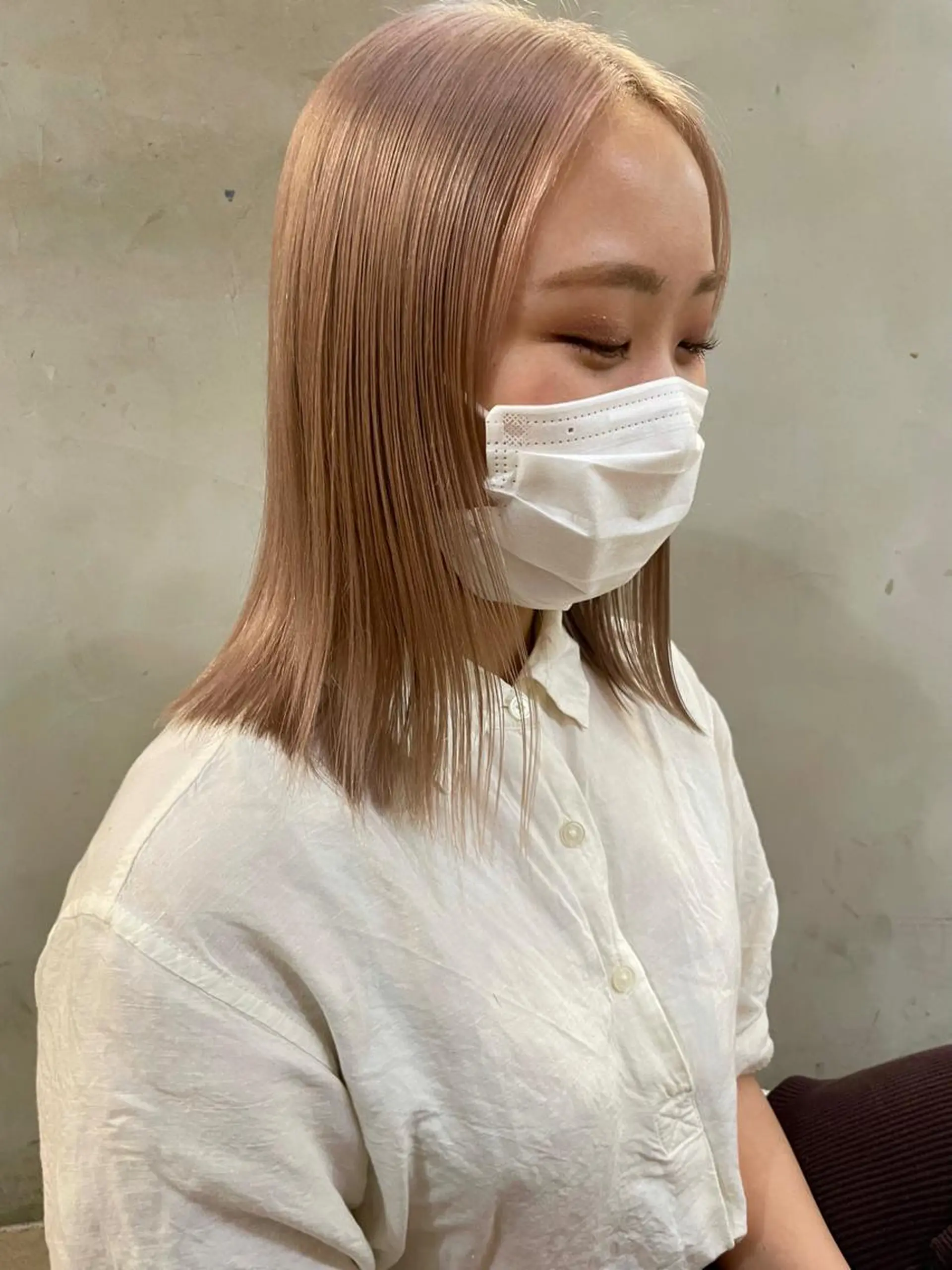 セミロング カラー 小顔レイヤー×コンパ クトボブ/林隆平のヘアスタイル