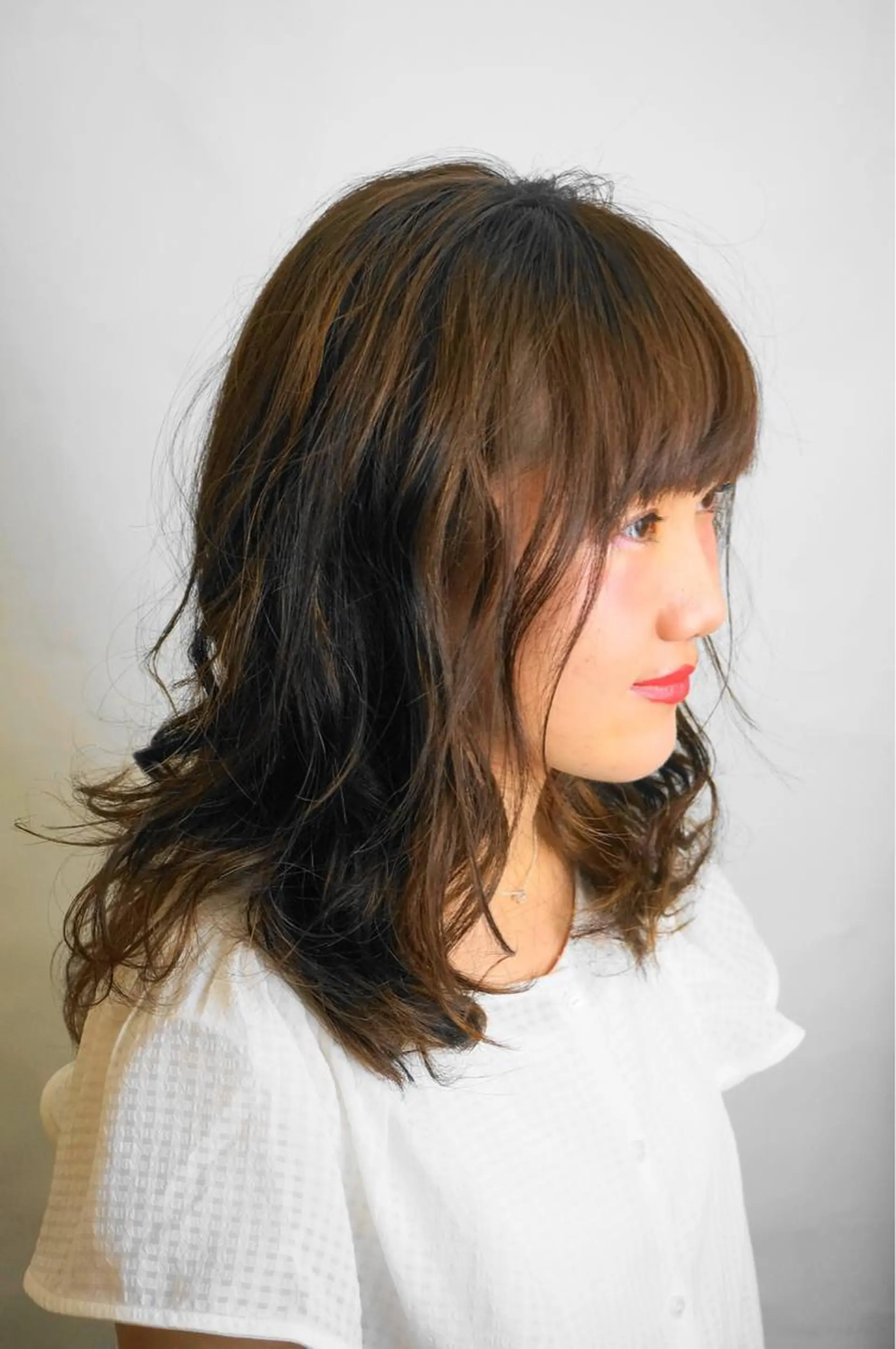 セミロング パーマ 長谷川 礼子のヘアスタイル