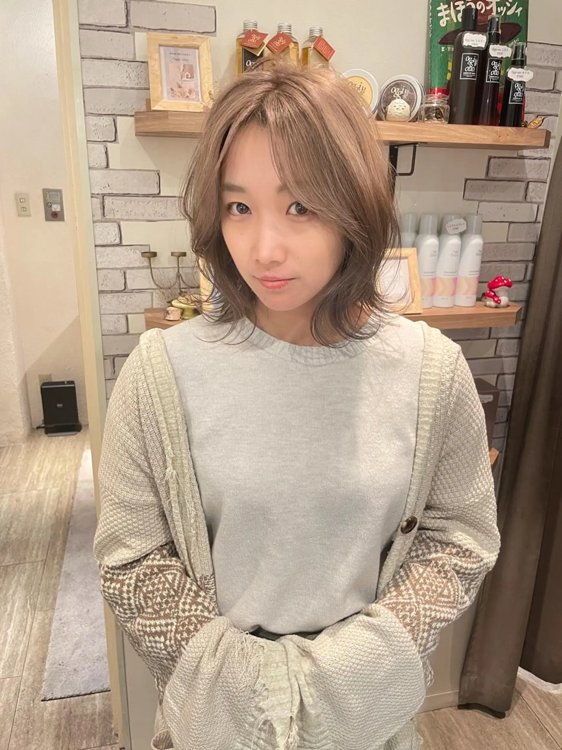 ミディアム ヘアカラー トリートメント 大人可愛い/レイヤー /ブリーチ/溝口誠二のヘアスタイル