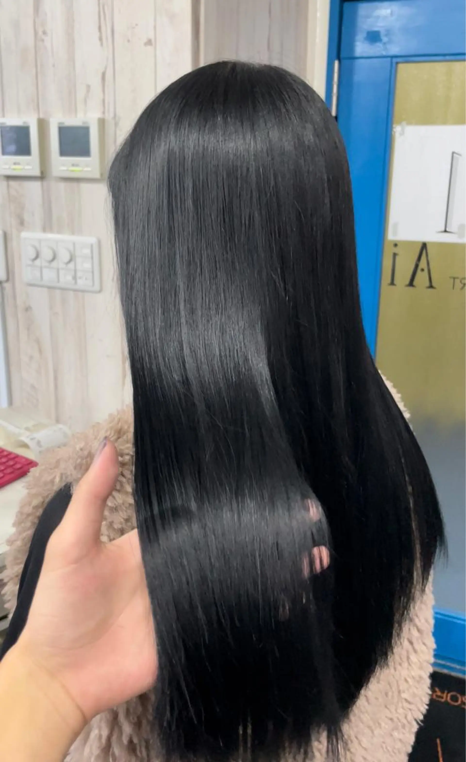 ロング カラー 黒髪 ブルーカラー ブルーブラック ネイビーカラー 髪質改善 モアメーム　ソエ所属・🌿美髪縮毛矯正 のプロ安川🌿のヘアスタイル