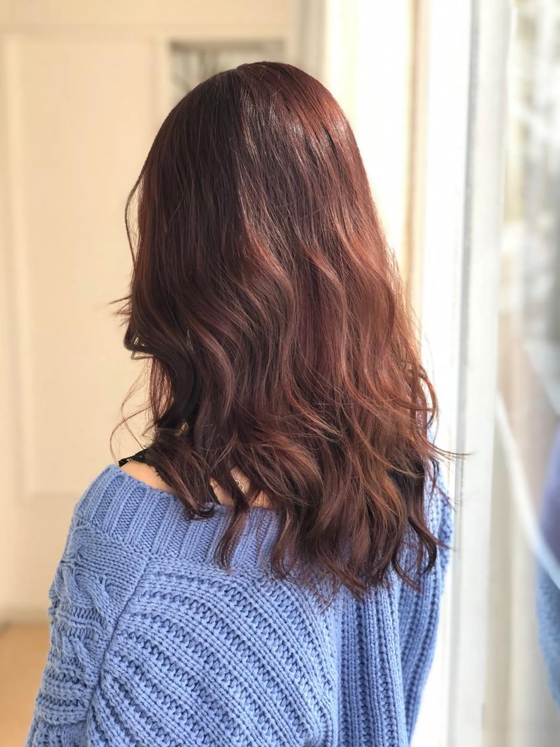 セミロング カラー ボルドーカラー 韓国カラーエクステ 👑代表渡部雅己👑のヘアスタイル