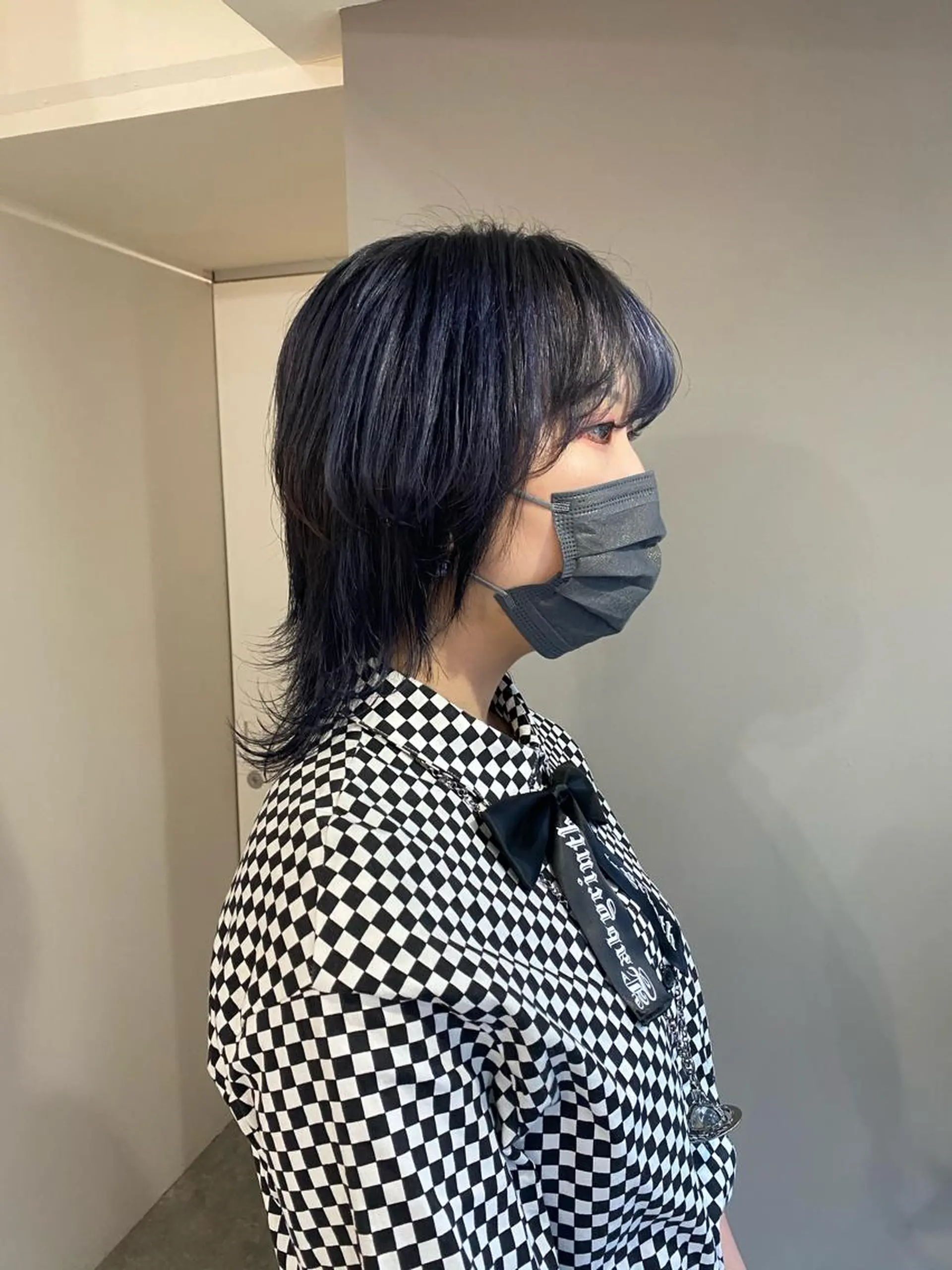 ミディアム カラー ヘアアレンジ ブリーチ ネイビーカラー ヘアカラー ボブ /ニュアンス/ satomi🧸💖のヘアスタイル