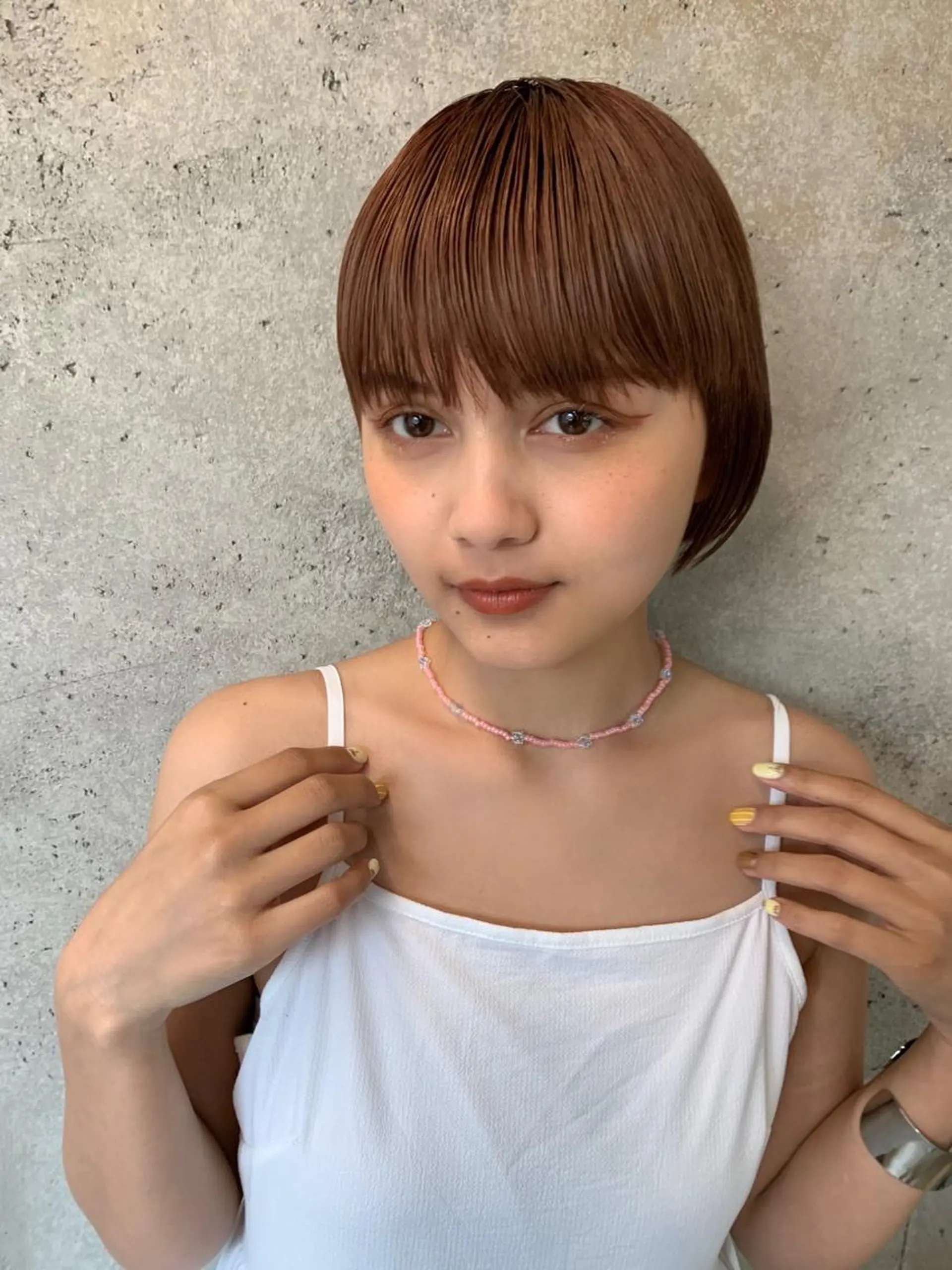 ショート カラー ヘアアレンジ SALOWIN藤沢店所属・サナ🌱 切りっぱなしボブのヘアスタイル