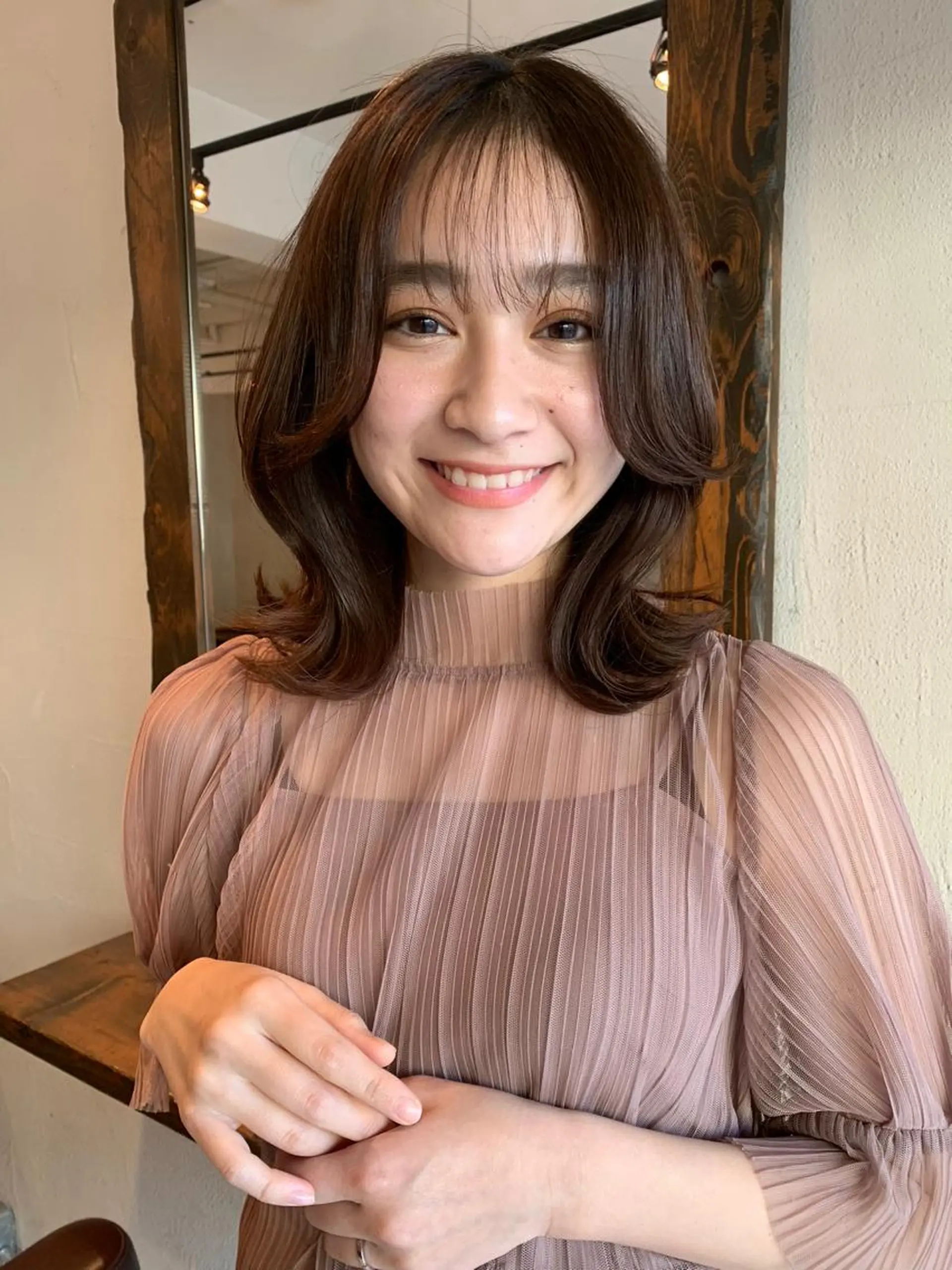 ミディアム カラー カット ヘアカラー トリートメント ヘッドスパ 透明感/オリーブ/ グレージュ/YUKAのヘアスタイル