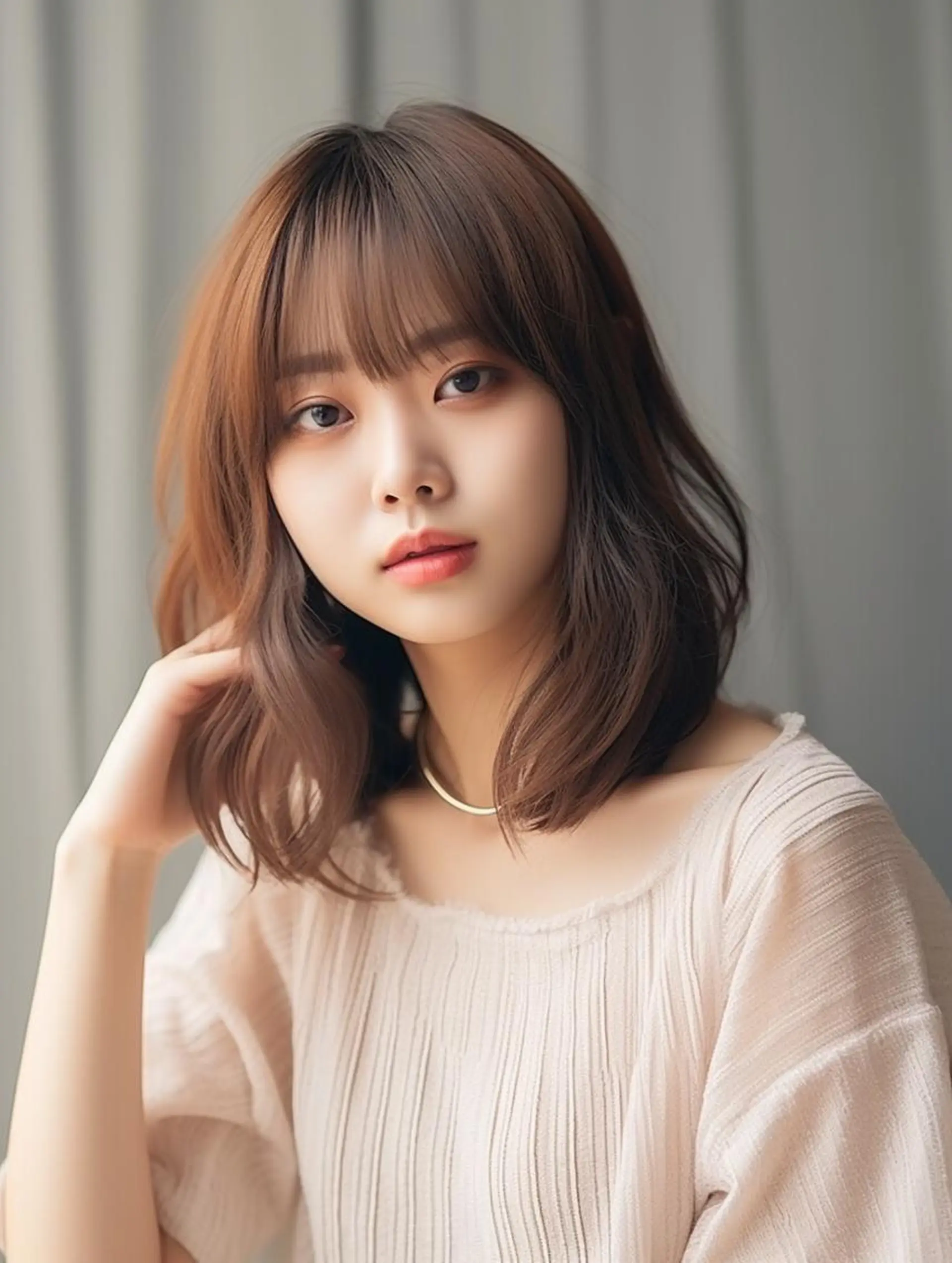 カラー セミロング 表参道/さあ や/大人ナチュラルのヘアスタイル