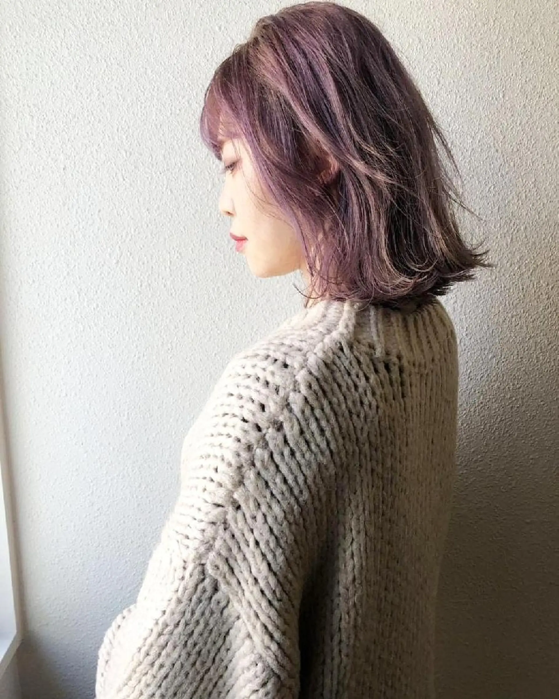 ミディアム カラー ブリーチ ピンクカラー バイオレットカラー 竹内啓太 ボブのヘアスタイル