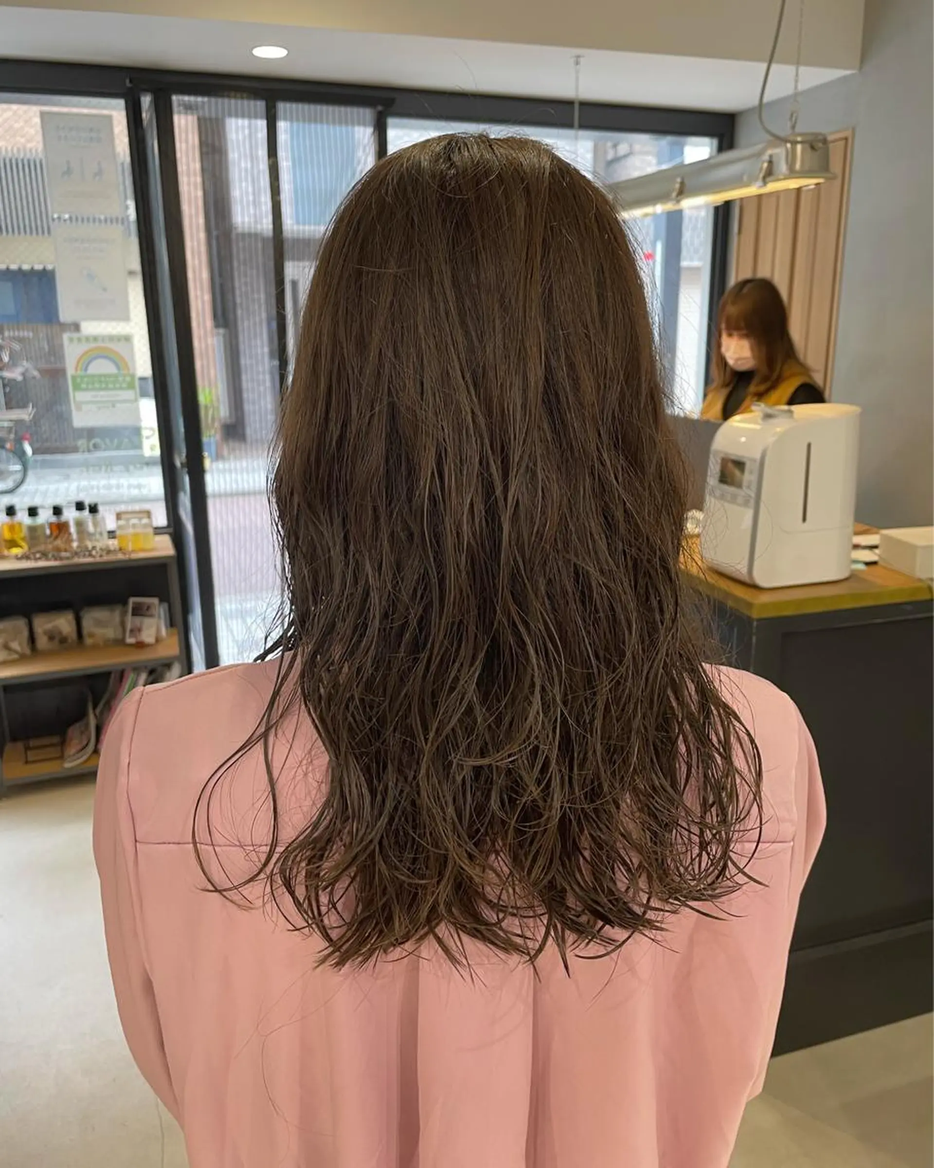 セミロング カラー パーマ 暖色カラー🍊 ボブ🌿顔周りcutのヘアスタイル
