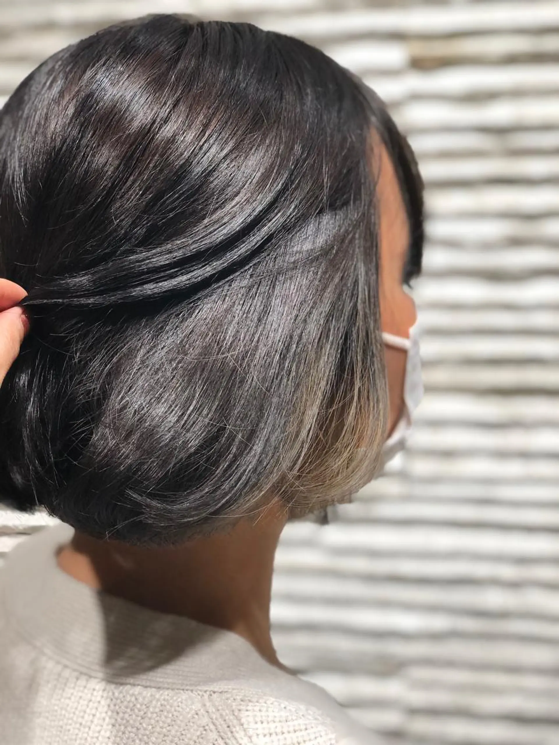 ミディアム カラー ブリーチ グレージュ インナーカラー メンズ特化☝️添田 好恵のヘアスタイル