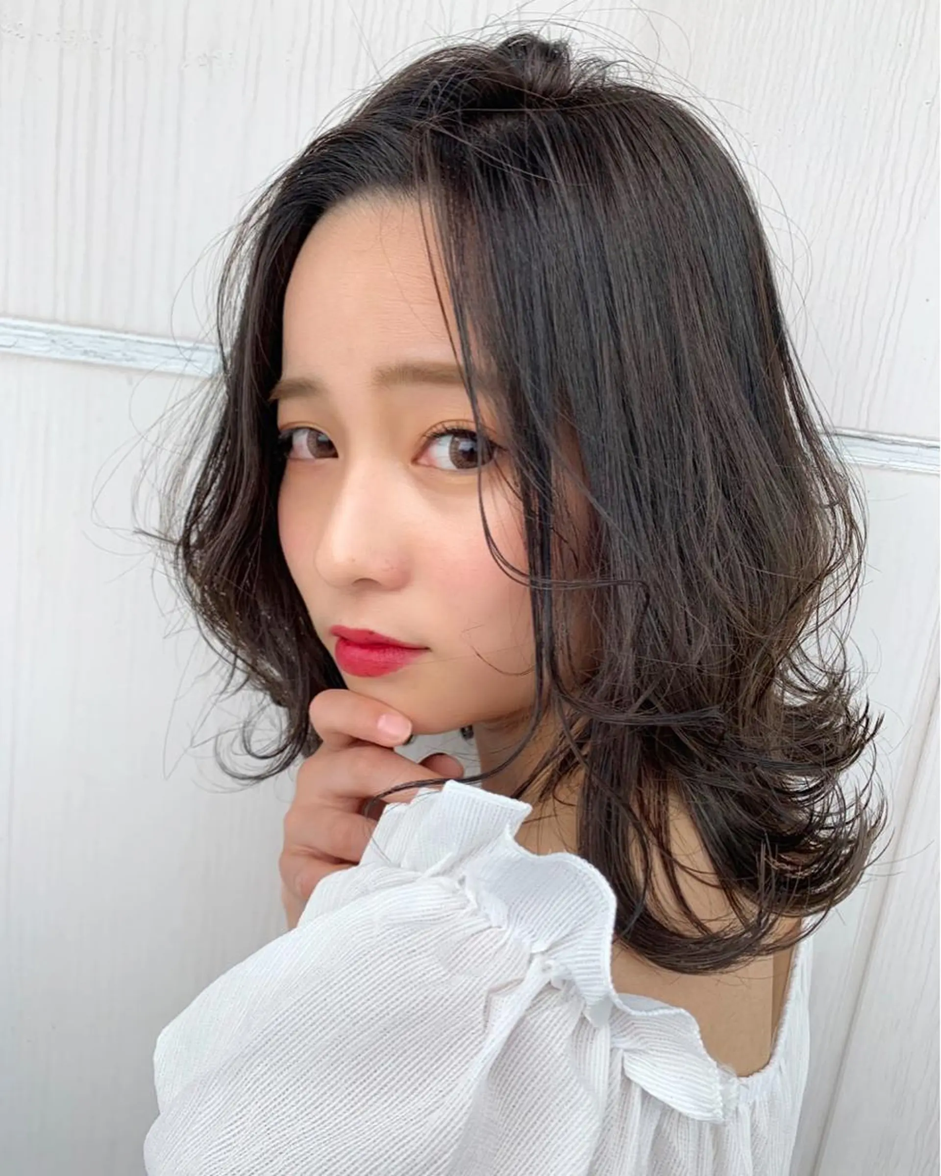 ミディアム カット ヘアカラー トリートメント 髪質改善will hairdesignのヘアスタイル