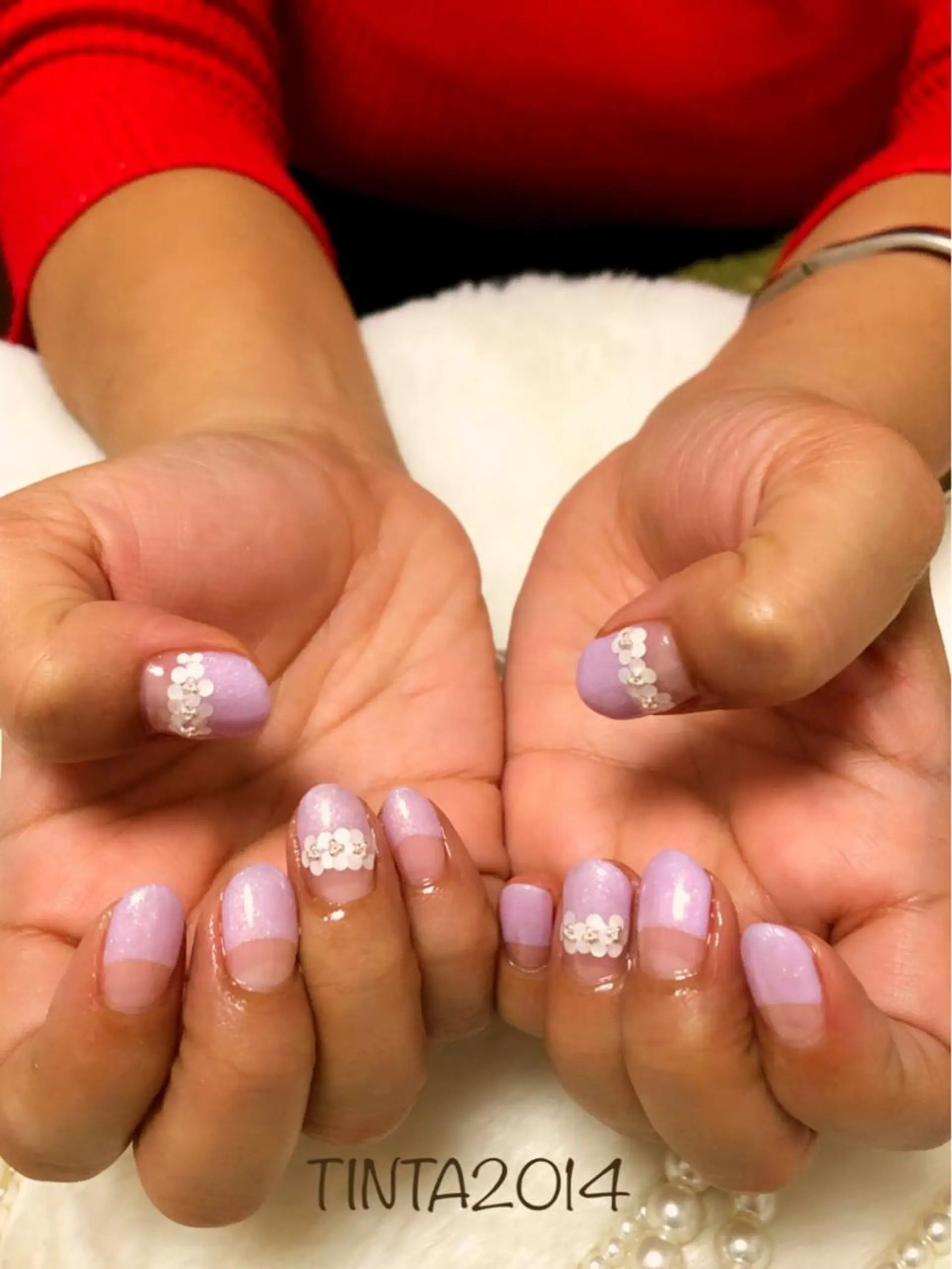 ネイル フラワーネイル フレンチネイル 逆フレンチ 馬場 典子のネイルデザイン