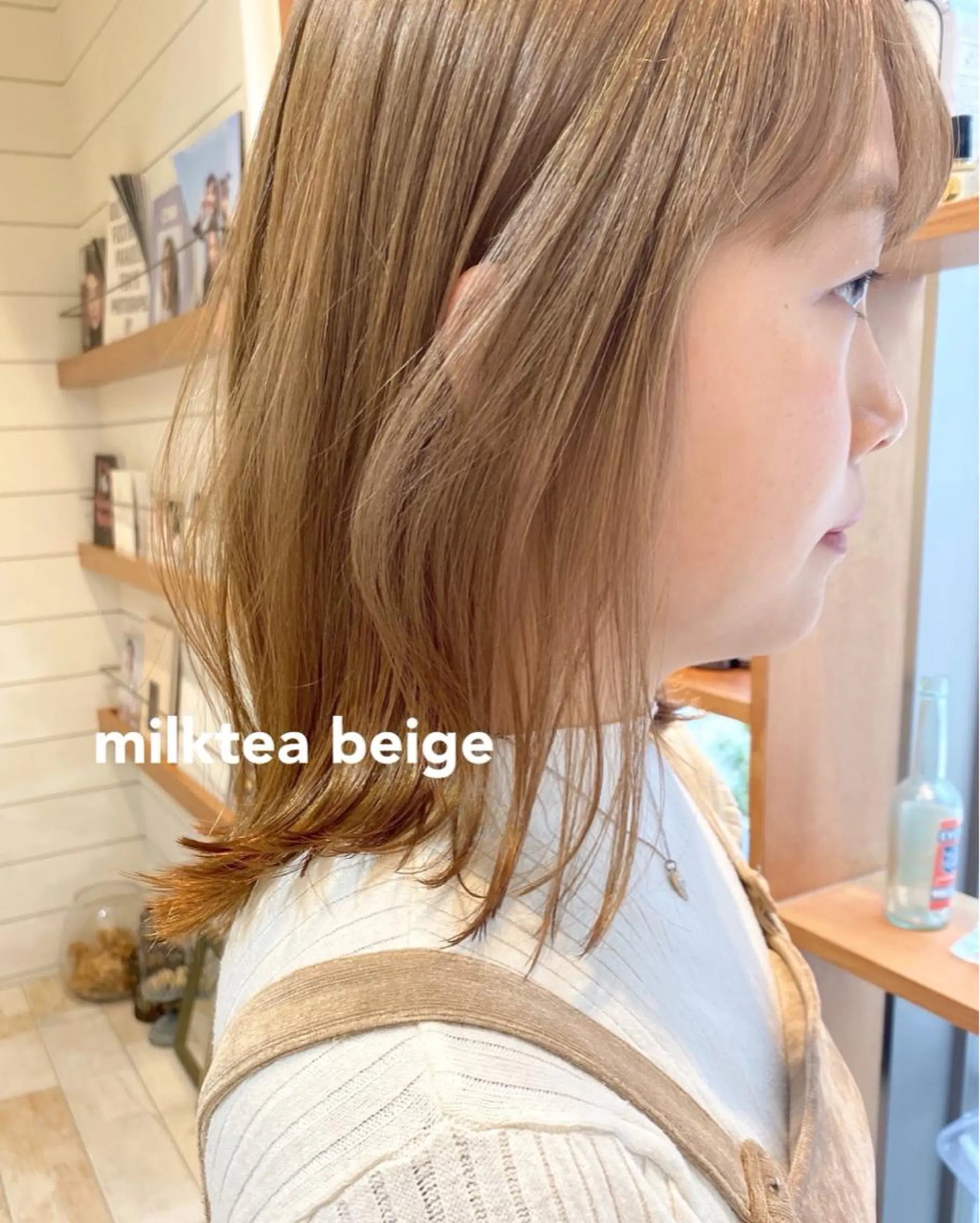 ミディアム カラー ベージュカラー ミルクティーベージュ 赤み消し/透明感 🪽◝✩ 武者春花のヘアスタイル