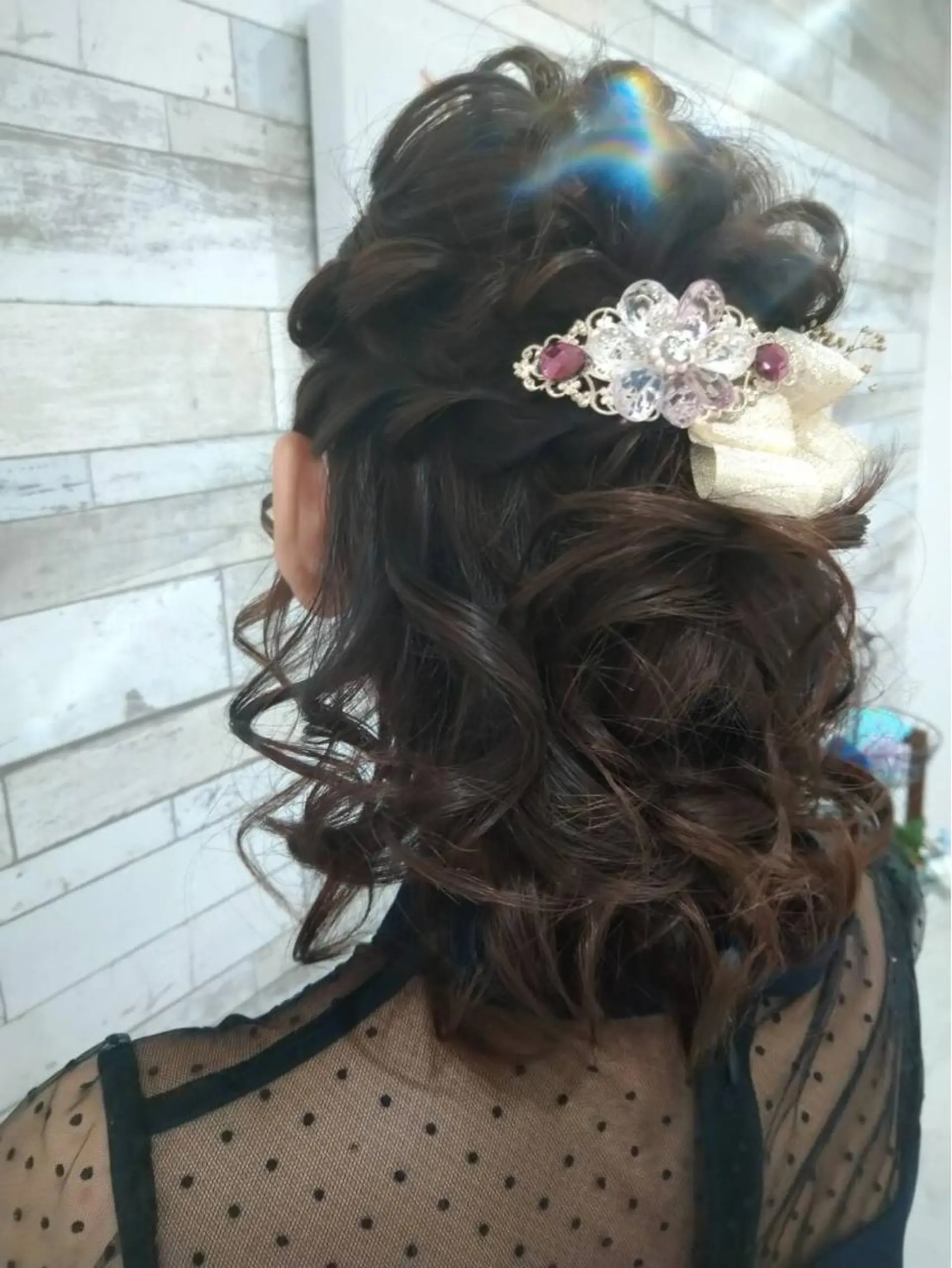 セミロング ヘアアレンジ ハーフアップ ヘアセット 高尾 成紀のヘアスタイル