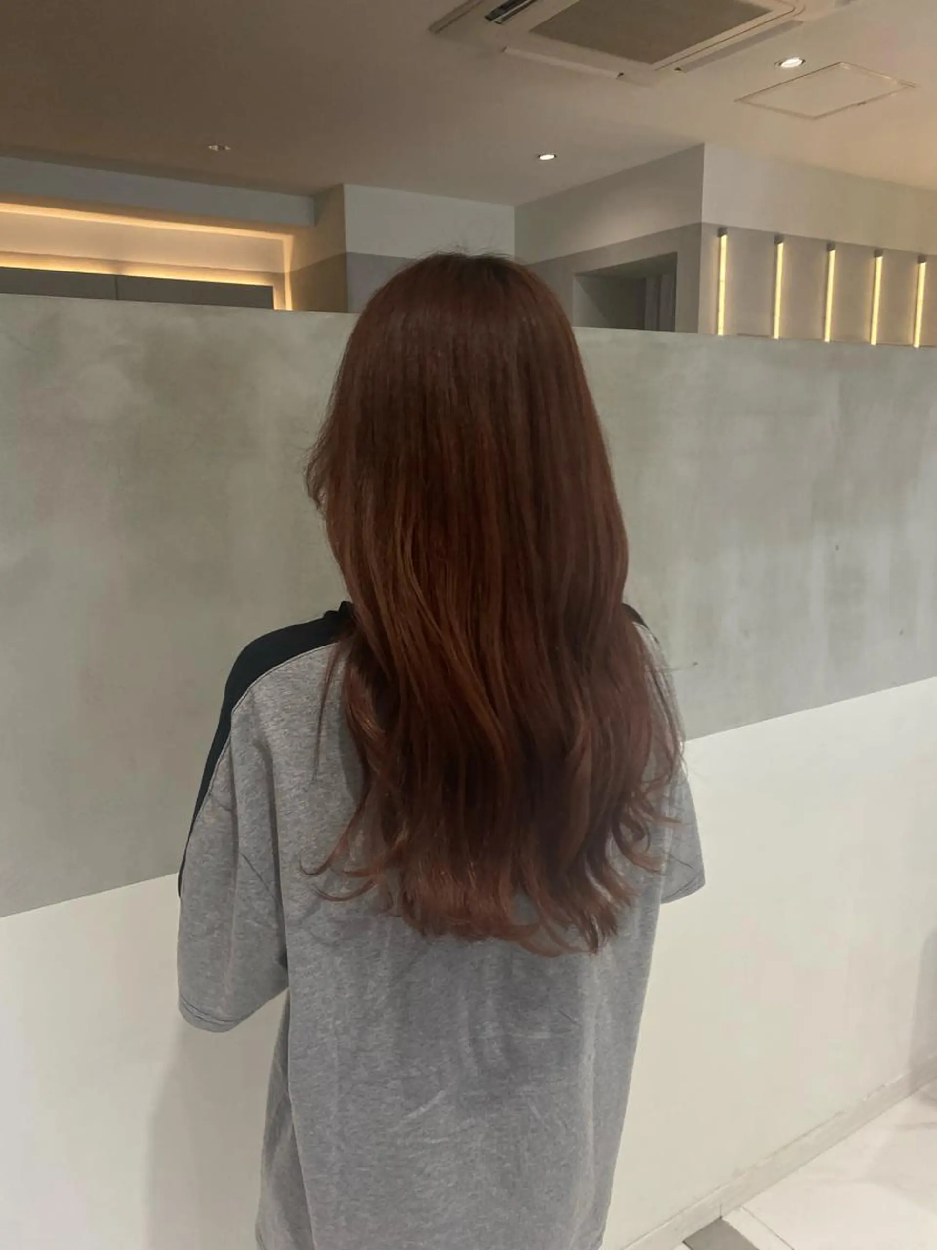 ロング カラー ベージュカラー オレンジ オレンジベージュ カット パーマ ナチュラル/韓国💎 haruka 💎のヘアスタイル