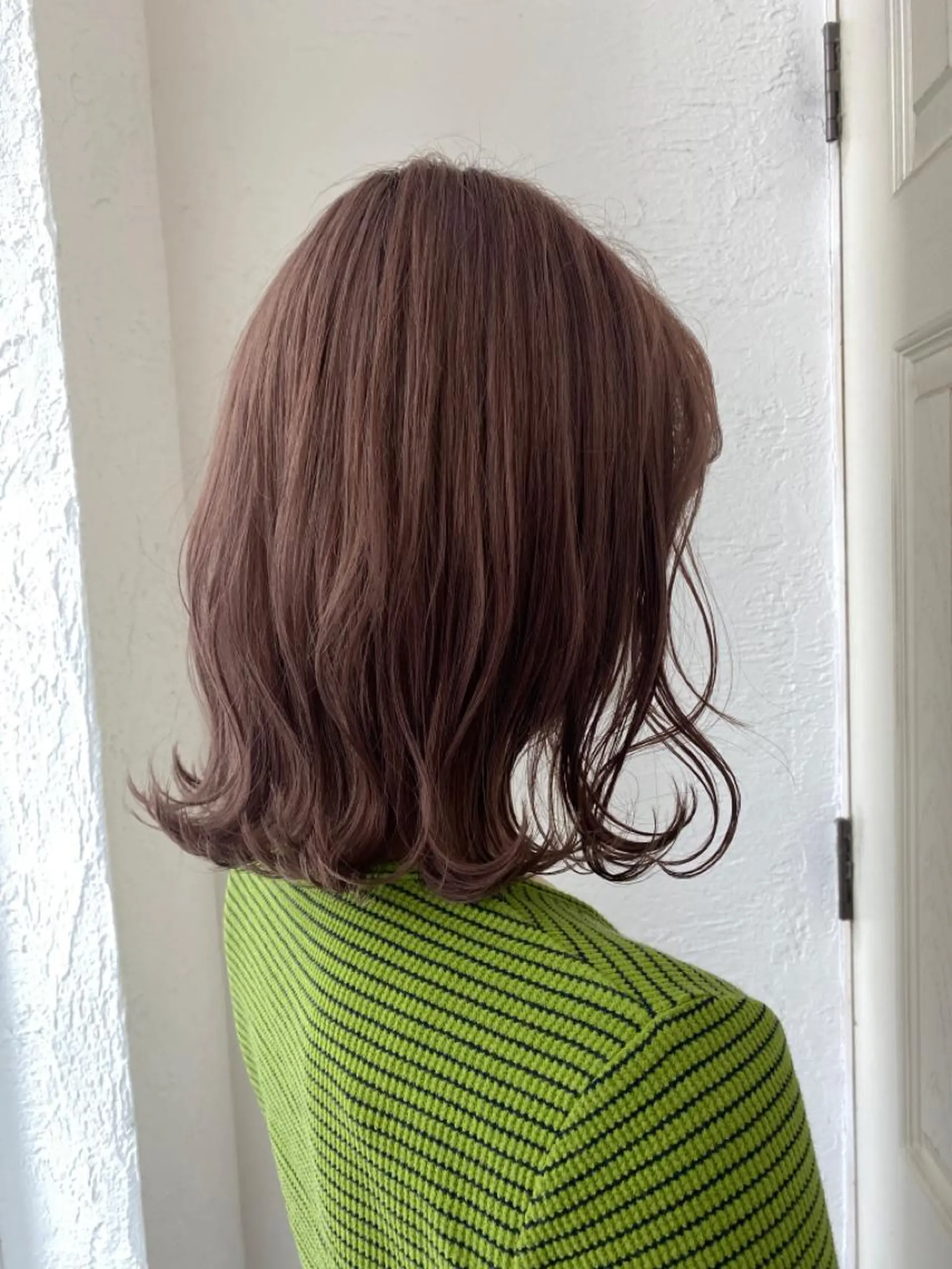 ミディアム カラー ベージュカラー ピンクカラー ピンクベージュ 🍑もも 🍑のヘアスタイル