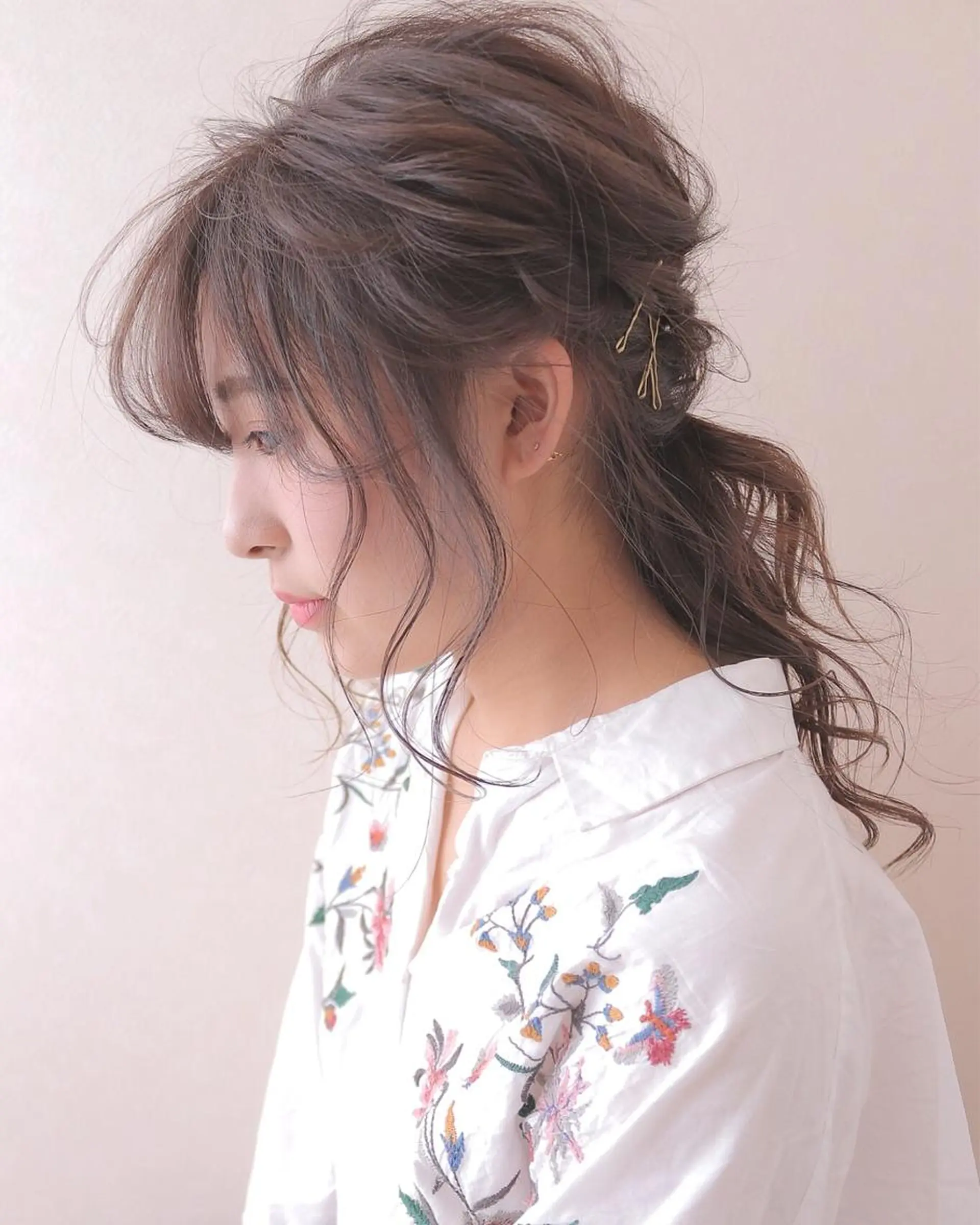 セミロング ヘアアレンジ 立川 奈那子のヘアスタイル