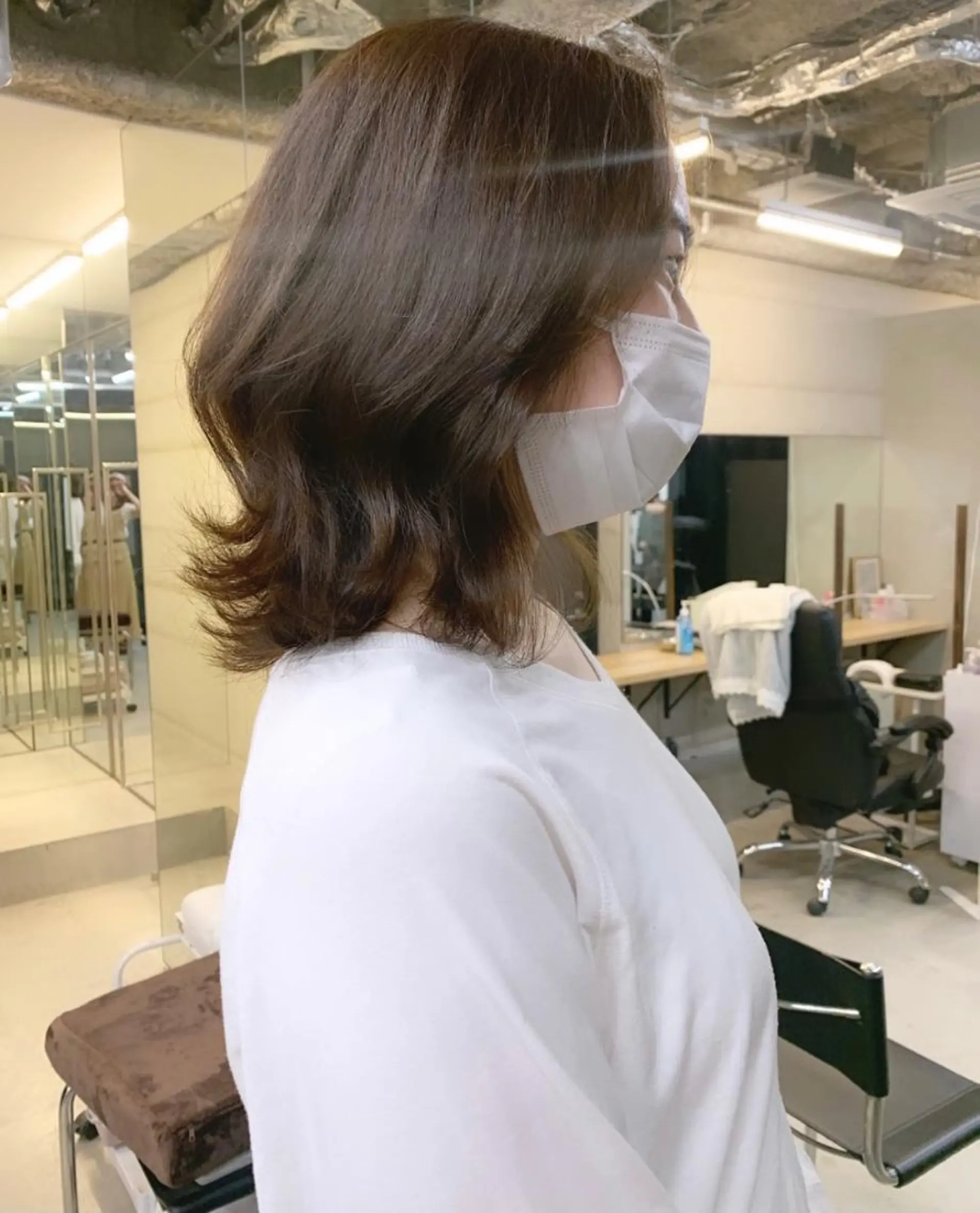 ミディアム カラー 透明感/オリーブ/ グレージュ/YUKAのヘアスタイル