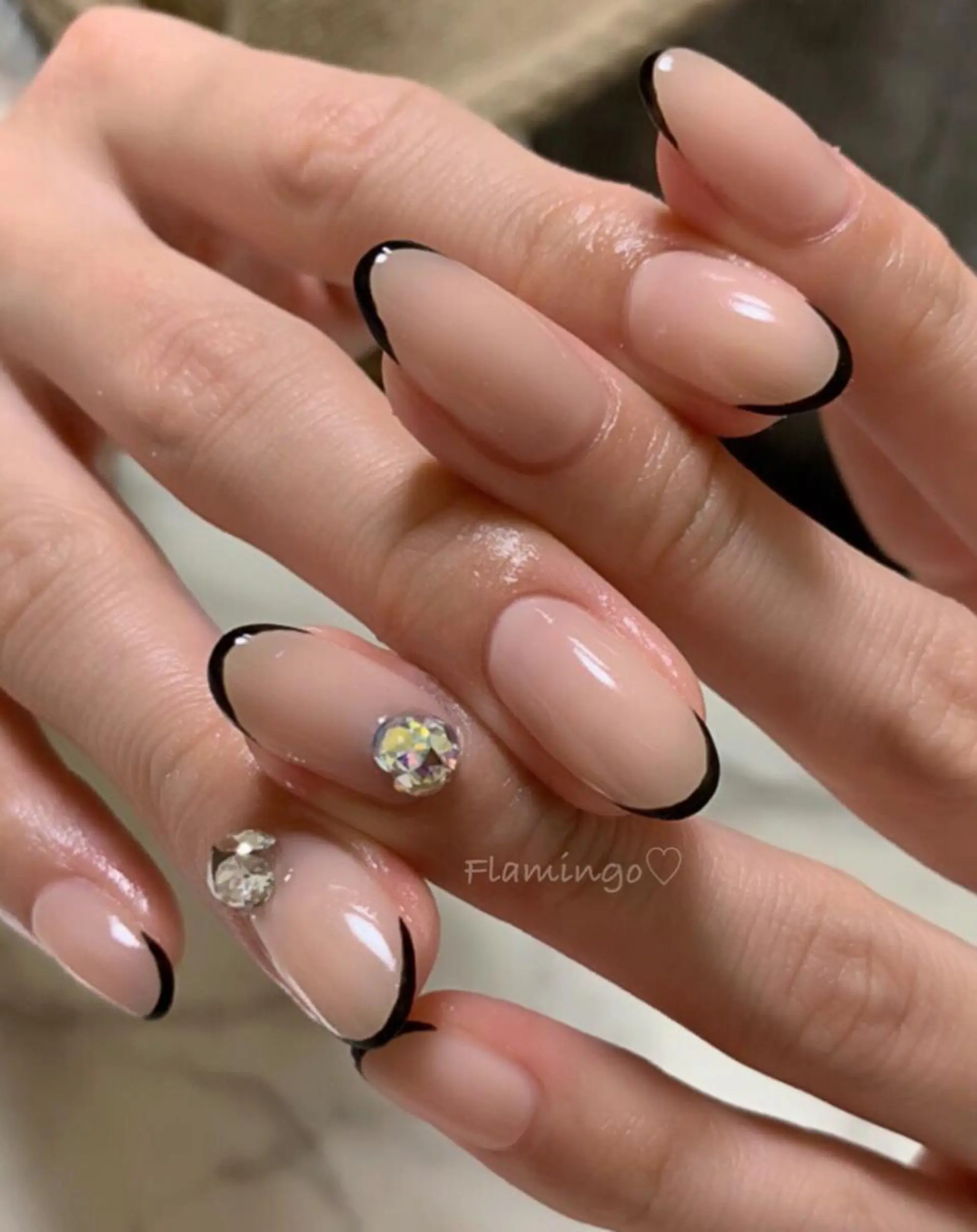 ネイル フレンチネイル ジェルネイル オフィスネイル シンプルネイル ストーンネイル フィルイン／自爪育成 ／爪に優しい施術のネイルデザイン