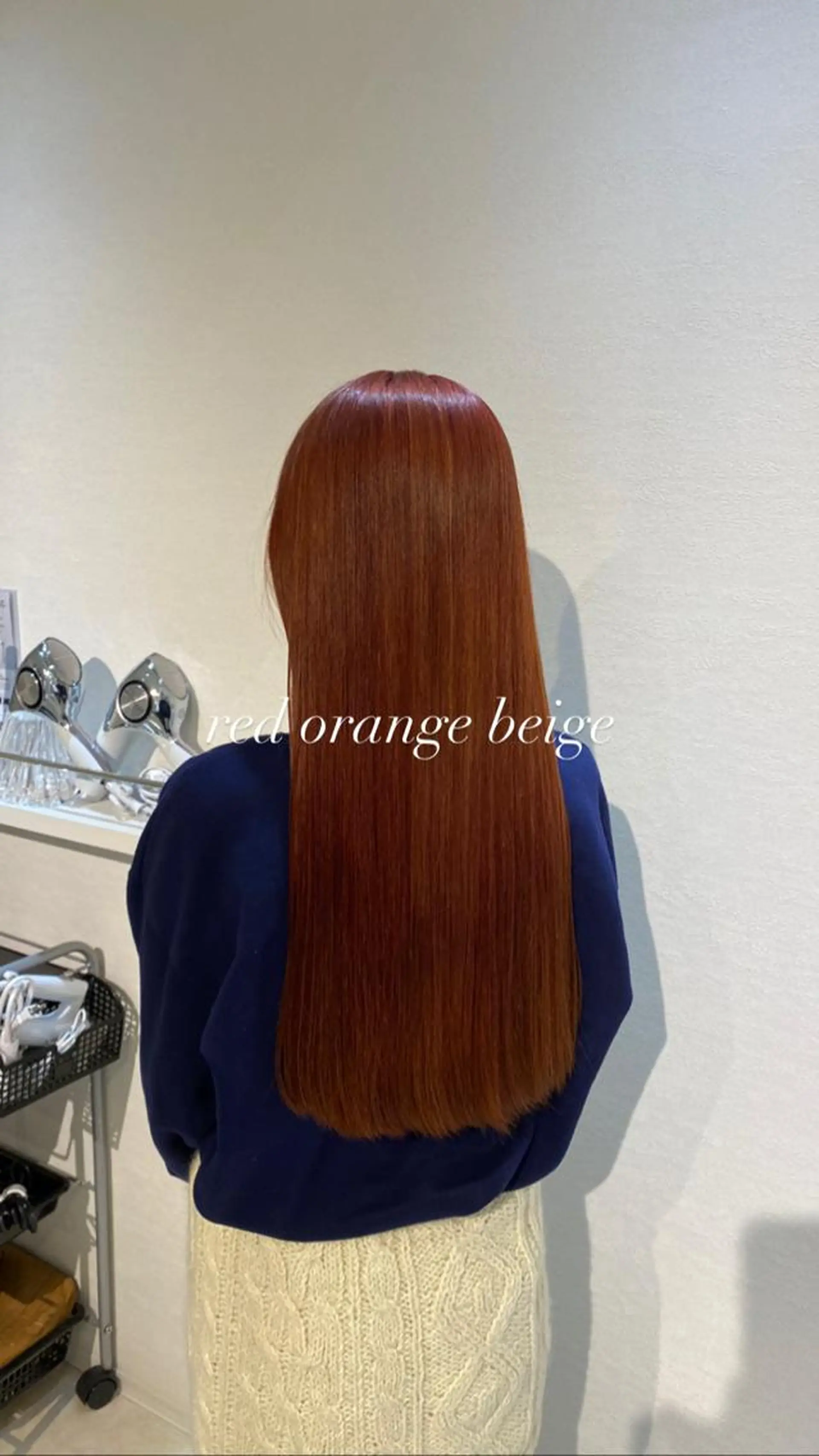 ロング カラー ハイトーンカラー オレンジ レッドカラー 縮毛矯正とレイヤー カット/杉村凜汰郎のヘアスタイル