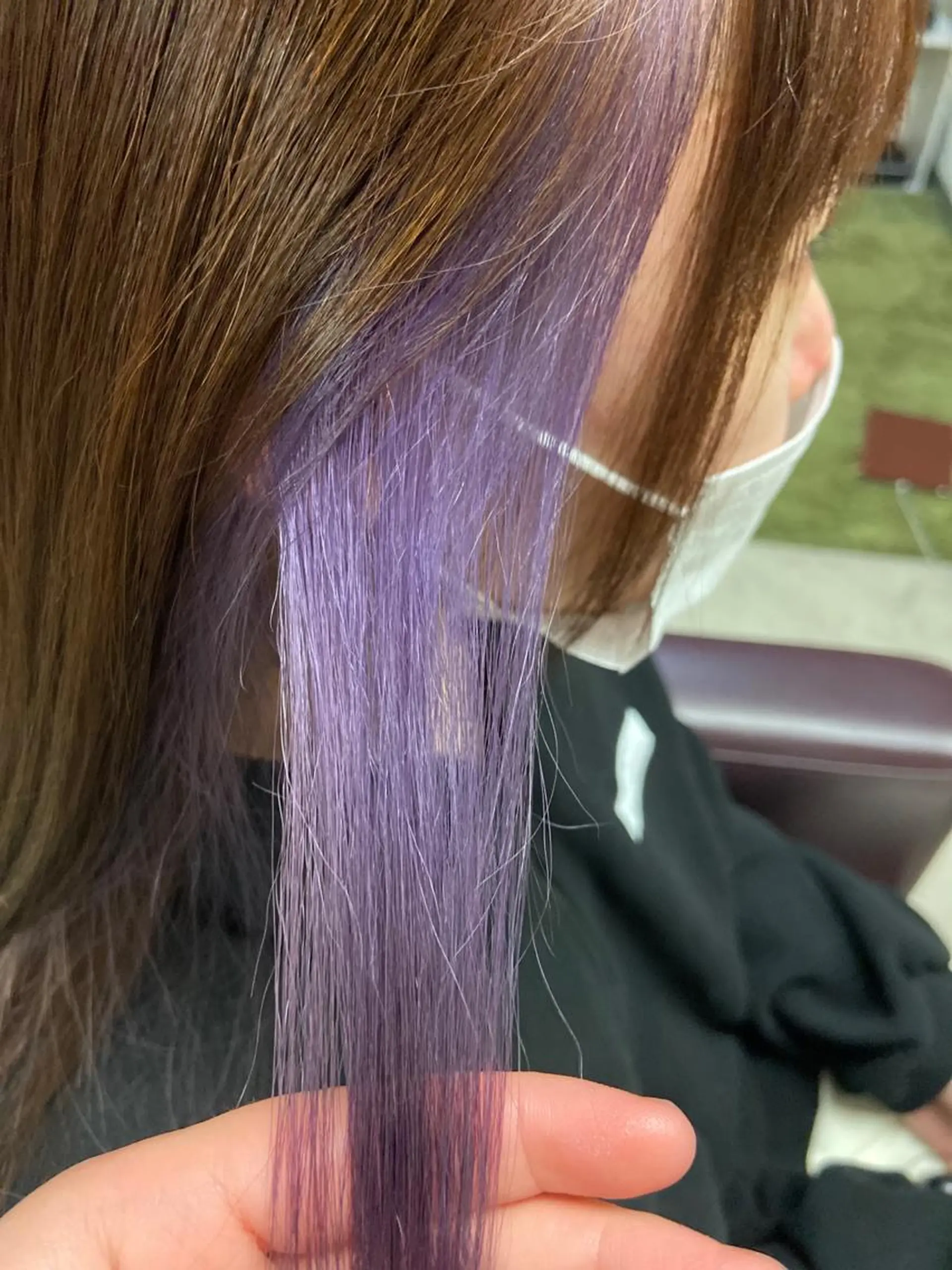 セミロング カラー ラベンダーカラー ヘアカラー 千上 結希奈のヘアスタイル