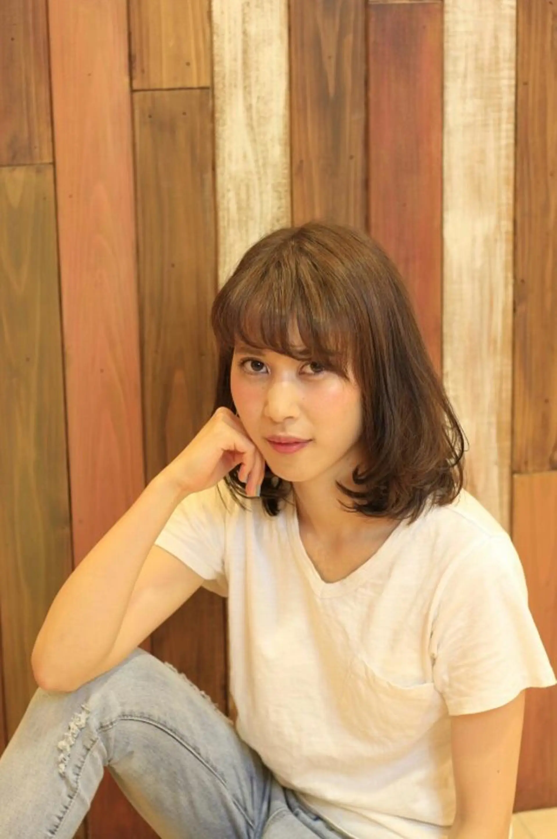 ミディアム セミロング カラー ボブ スタイル 相模大野のヘアスタイル