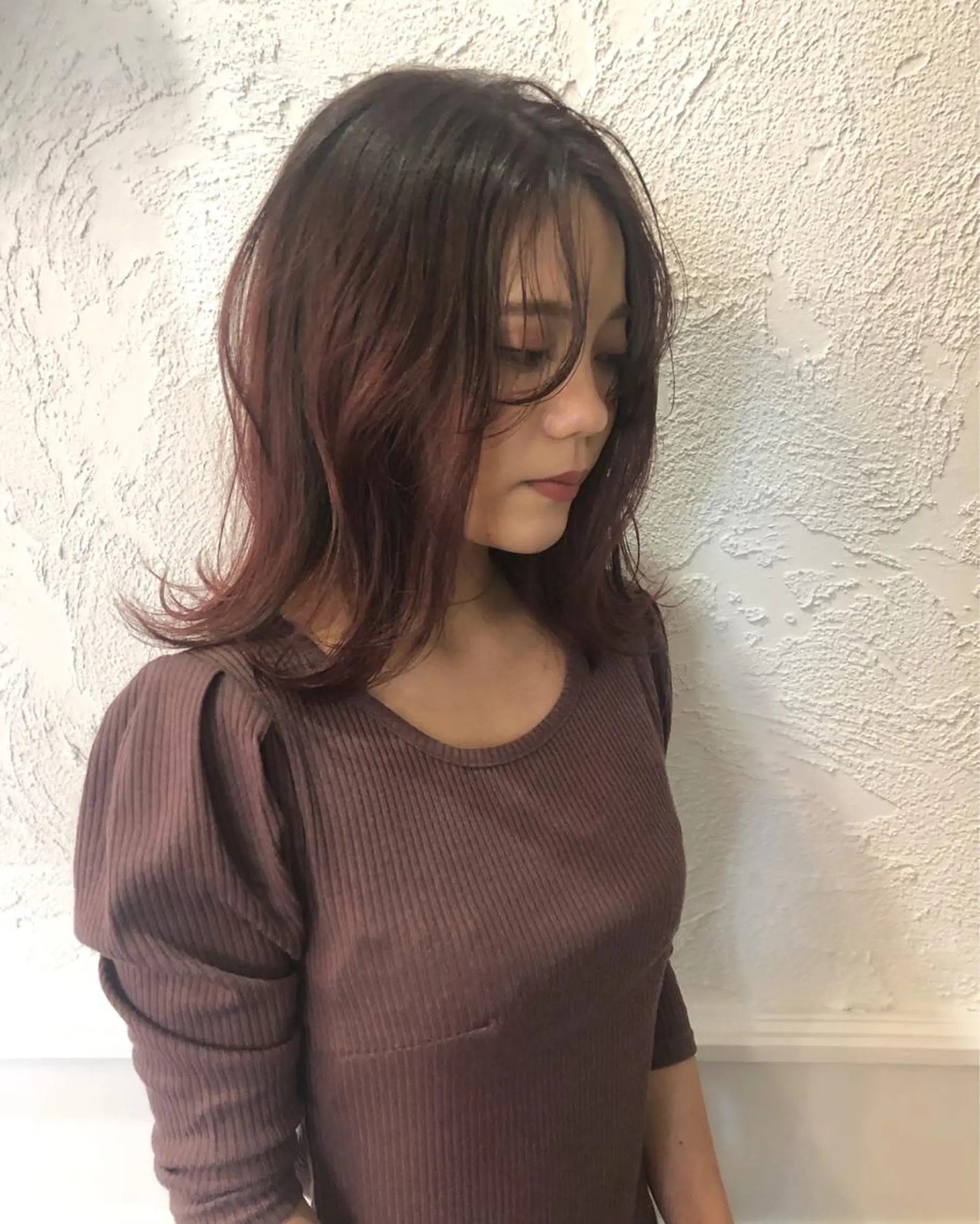 セミロング カラー グラデーションカラー ピンクカラー ヘアカラー トリートメント 江原 彩華のヘアスタイル