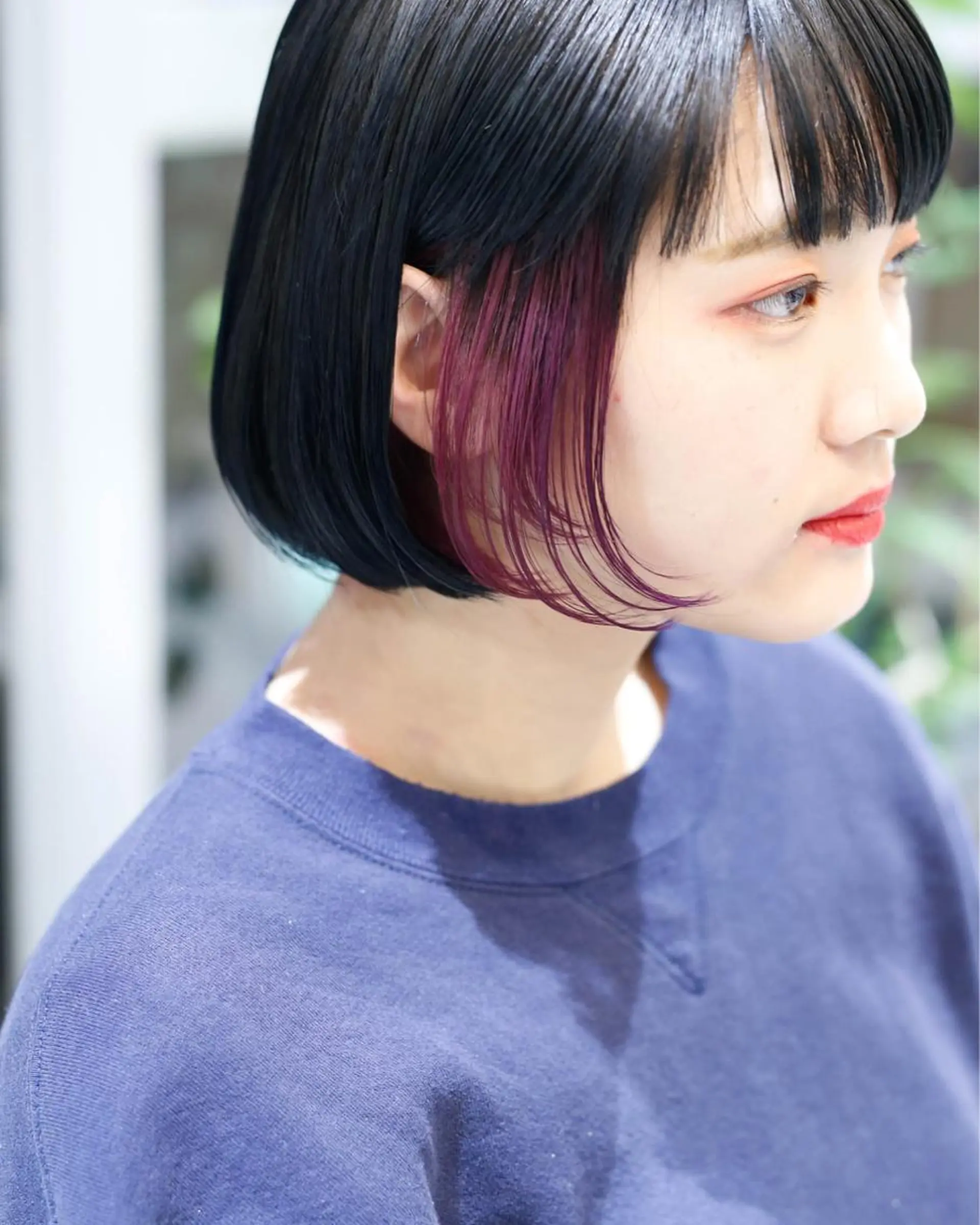 ミディアム カラー アッシュ ダークアッシュ パープルカラー ill/ダブルカラー 髪質改善/小島のヘアスタイル