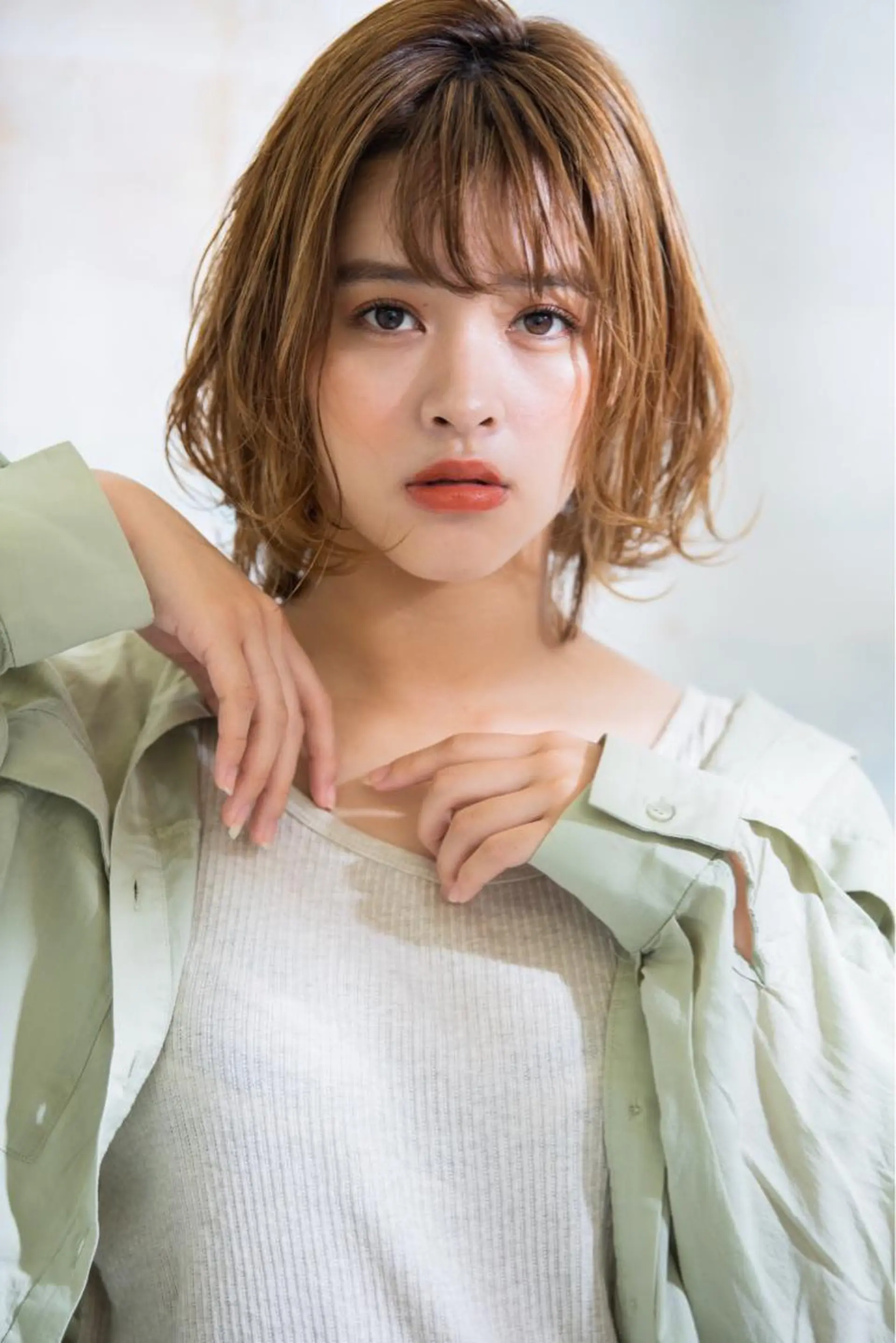 ミディアム パーマ カット ヘアカラー トリートメント 原 麻耶のヘアスタイル