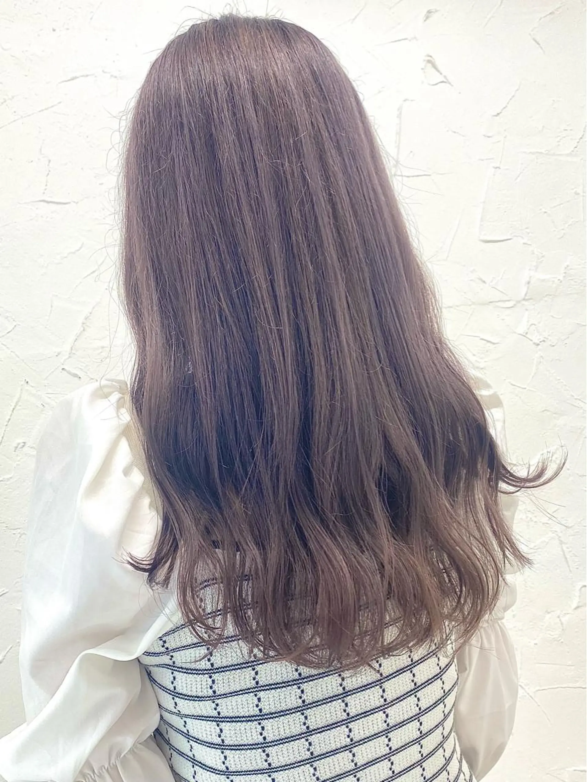 セミロング カラー バレイヤージュ ミストバング ベージュカラー 黒髪 ブリーチ 脱！黒髪 ダブルカラー【上野】のヘアスタイル