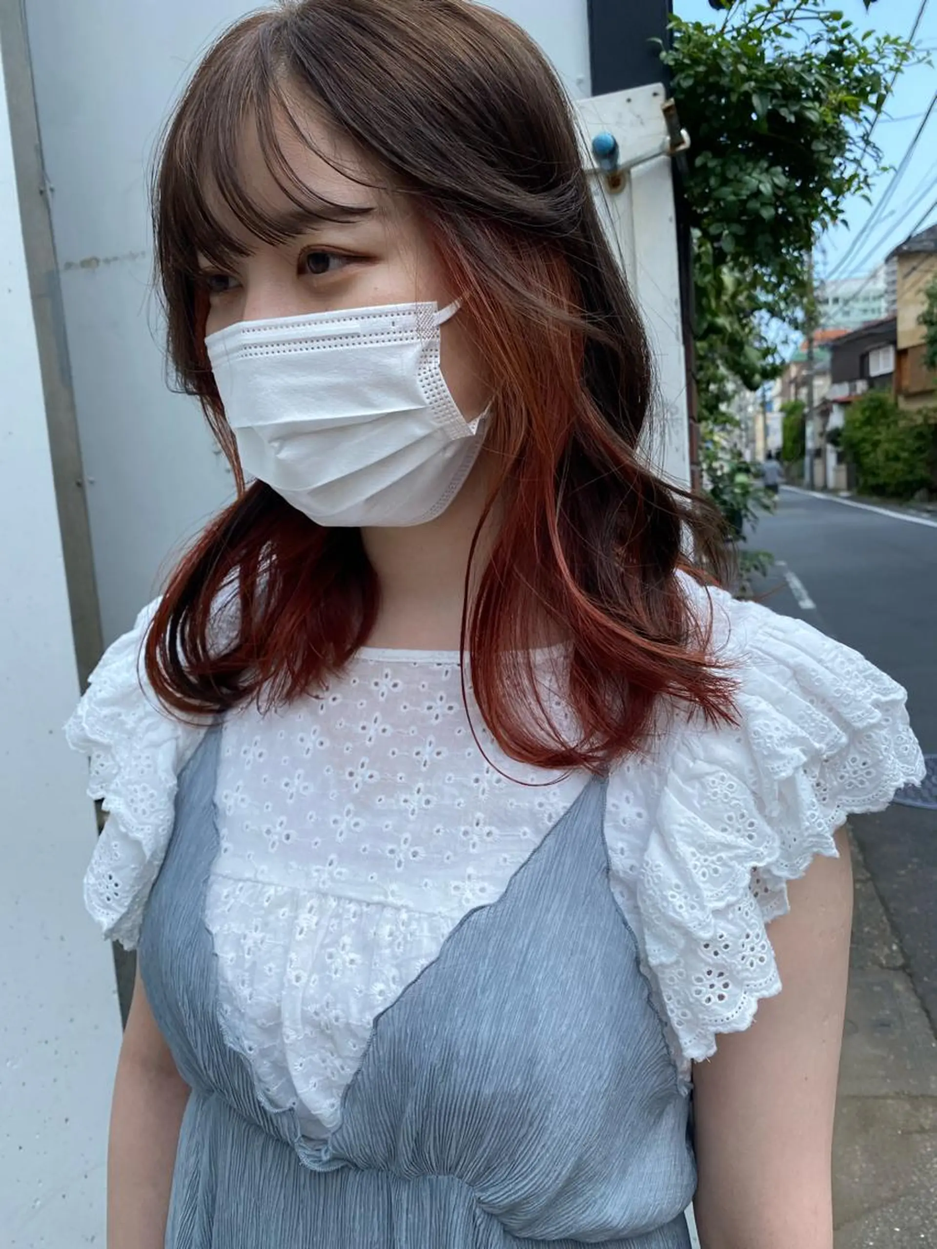 ミディアム カラー ブリーチ ダブルカラー ブリーチなしカラー オレンジ お任せヘア☘️☘️ 及川渚のヘアスタイル