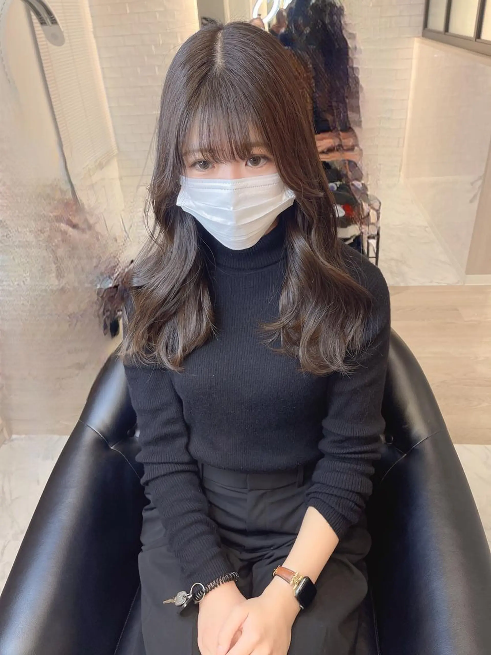 ロング カラー カット ヘアカラー トリートメント emi/髪質改善/ 韓国風/艶カラーのヘアスタイル