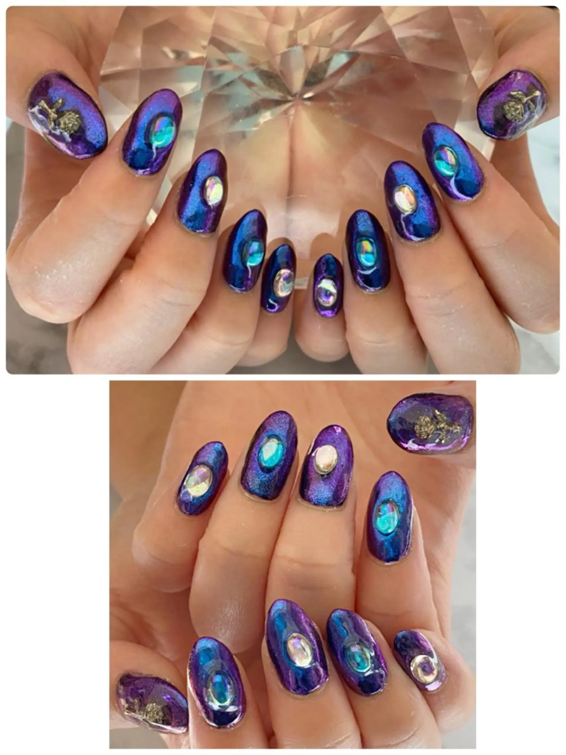 ネイル ミラーネイル ストーンネイル YUN 💅のネイルデザイン