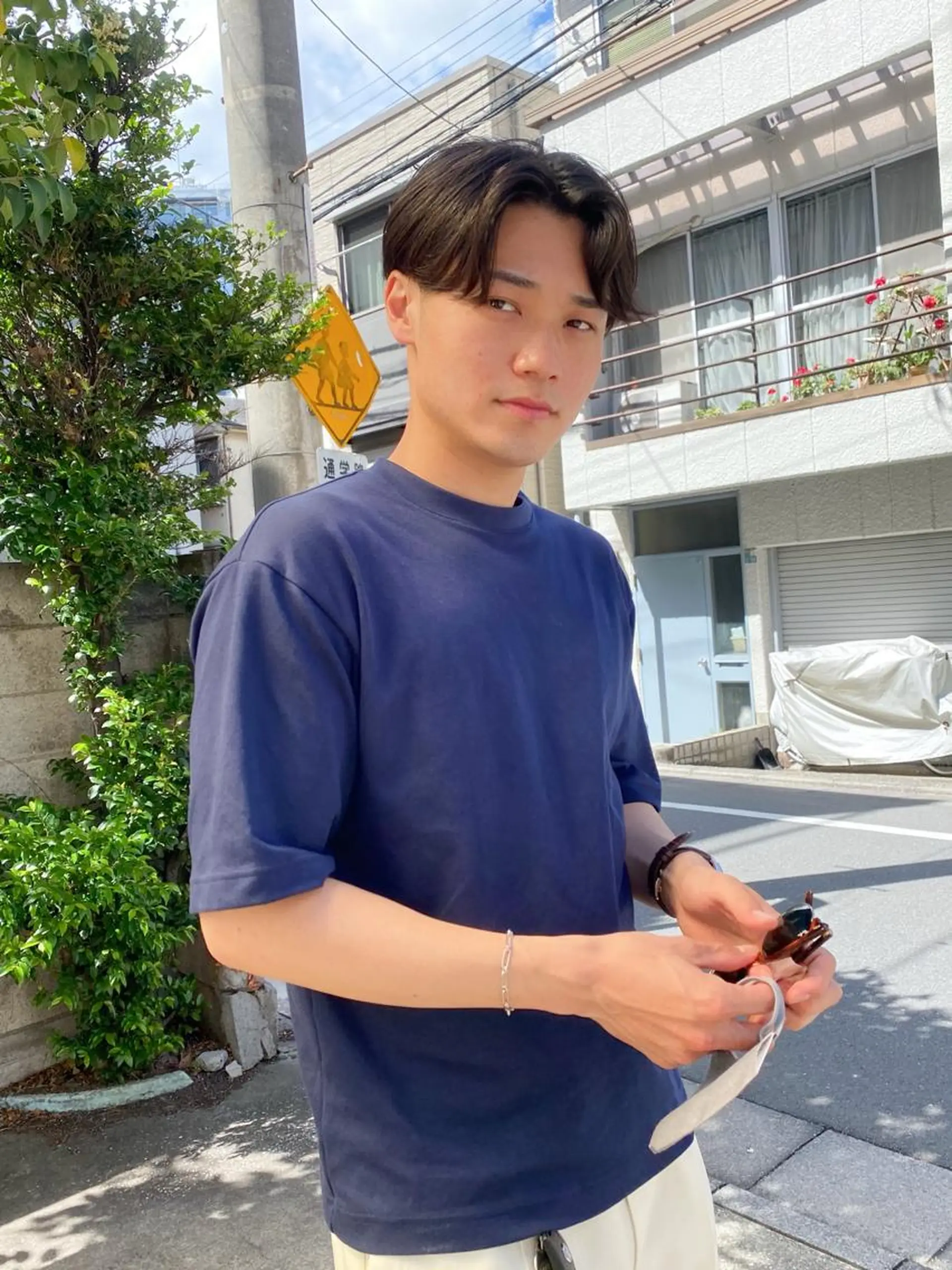 ショート メンズ センターパート ボブ/ミニボブ 透明感カラーkadoのヘアスタイル