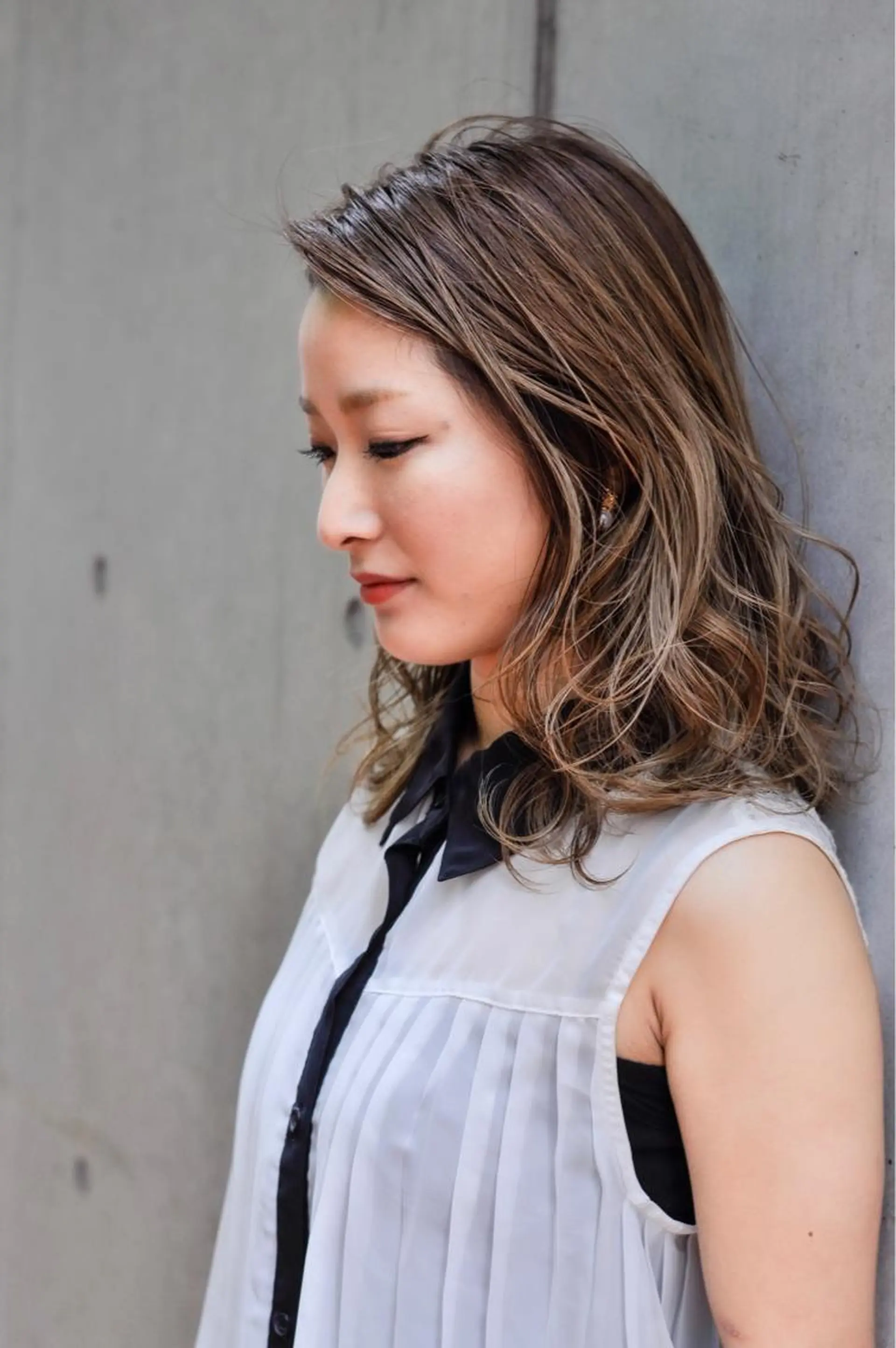 ミディアム カラー ヘアカラー トリートメント 中田 敏明のヘアスタイル