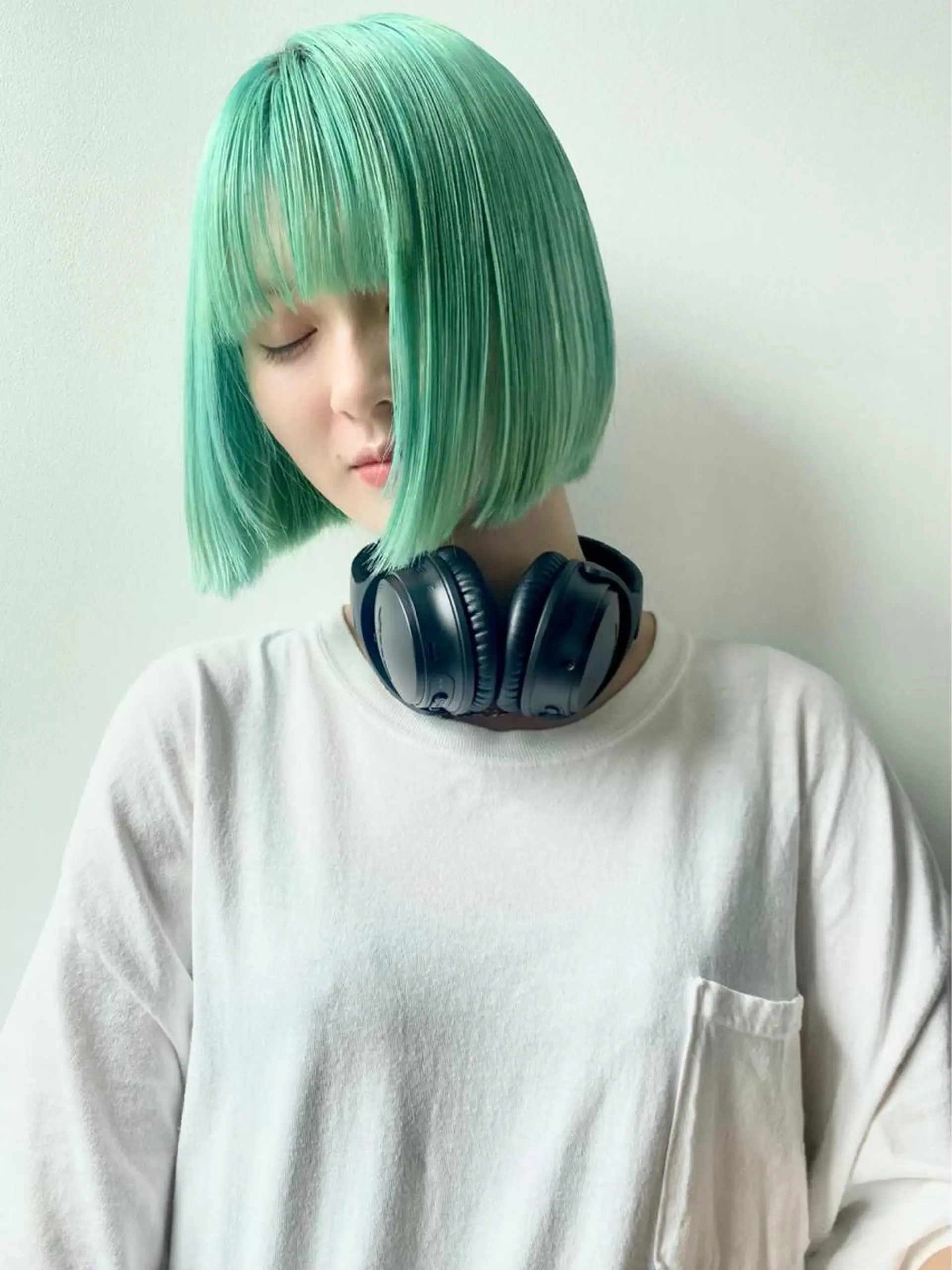 カラー ブリーチ ミント ミントグリーン 透明感ブリーチ ハイトーンウエダのヘアスタイル