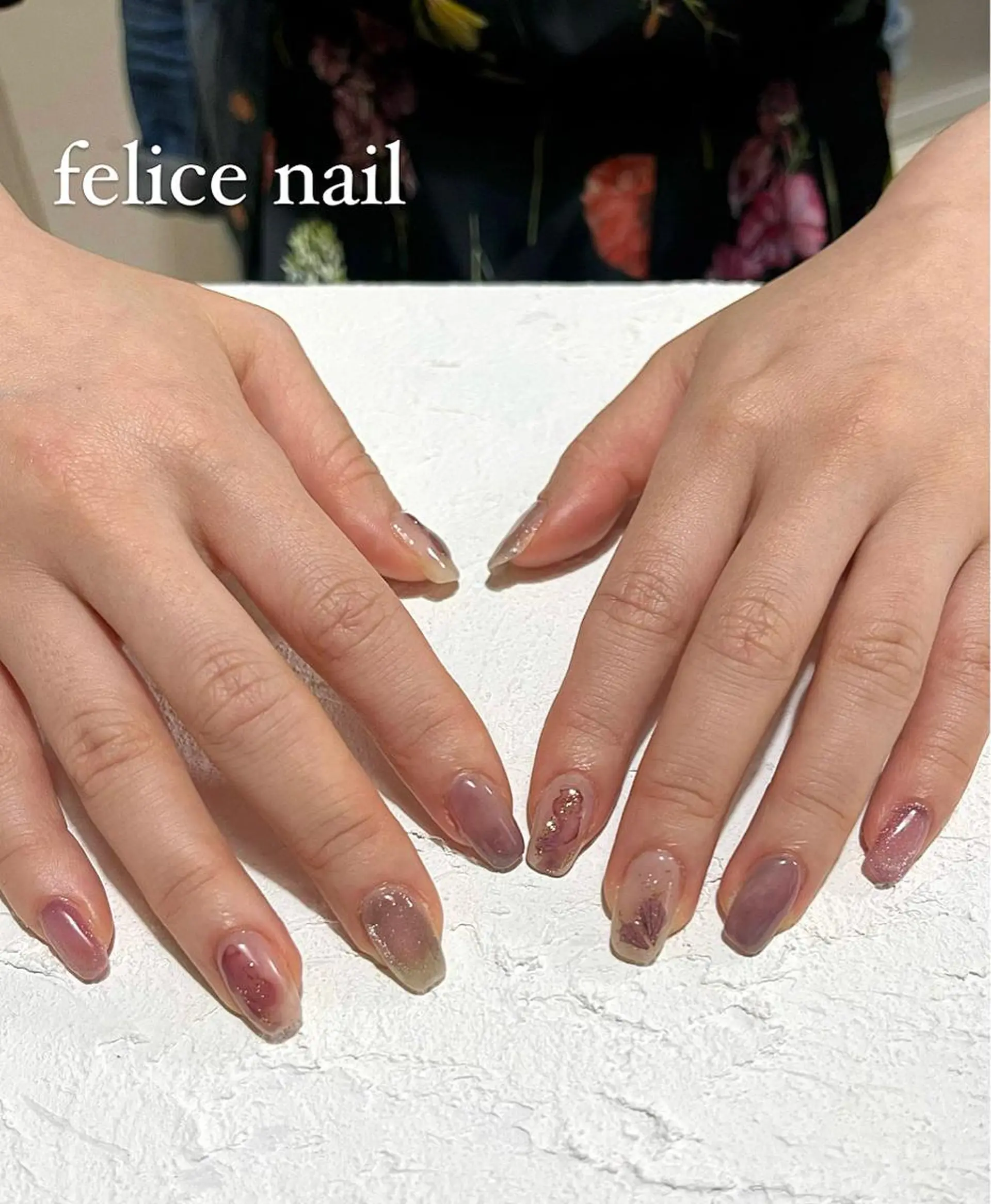 ネイル フラワーネイル ジェルネイル マグネットネイル ニュアンスネイル オフィスネイル felice nailのネイルデザイン