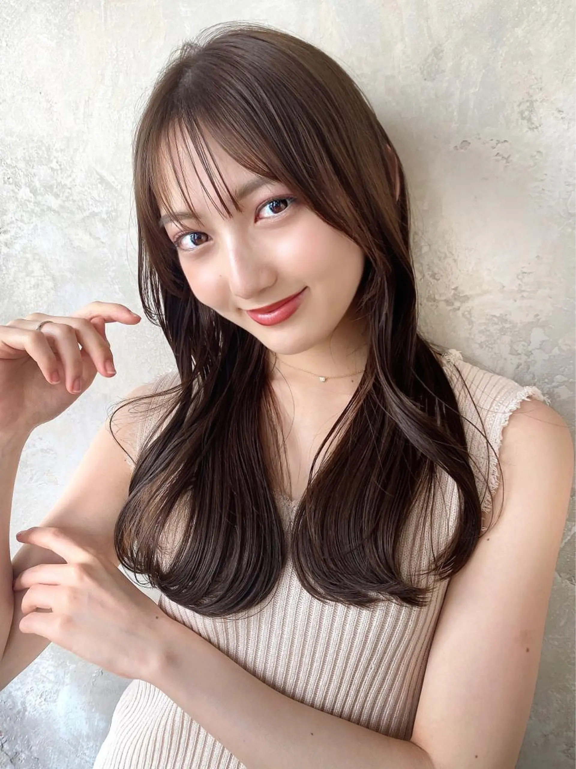 セミロング カラー ベージュカラー ブラウンカラー ブラウンベージュ くびれヘア 顔周りカット 顔周り/くびれヘア 韓国ヘア💕風間るなのヘアスタイル
