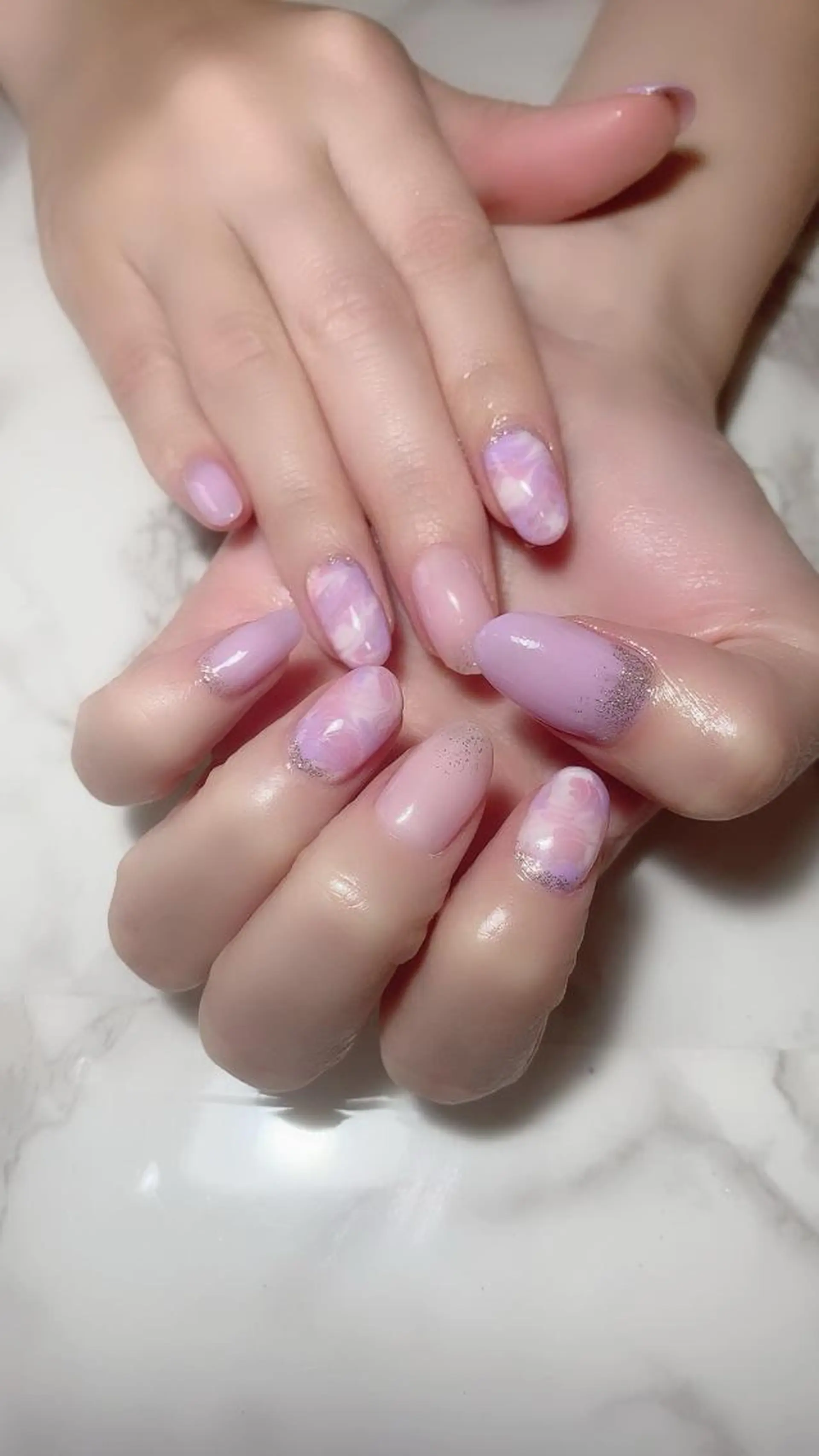 ネイル 大理石ネイル(マーブル) ピンク パープル Era nailのネイルデザイン