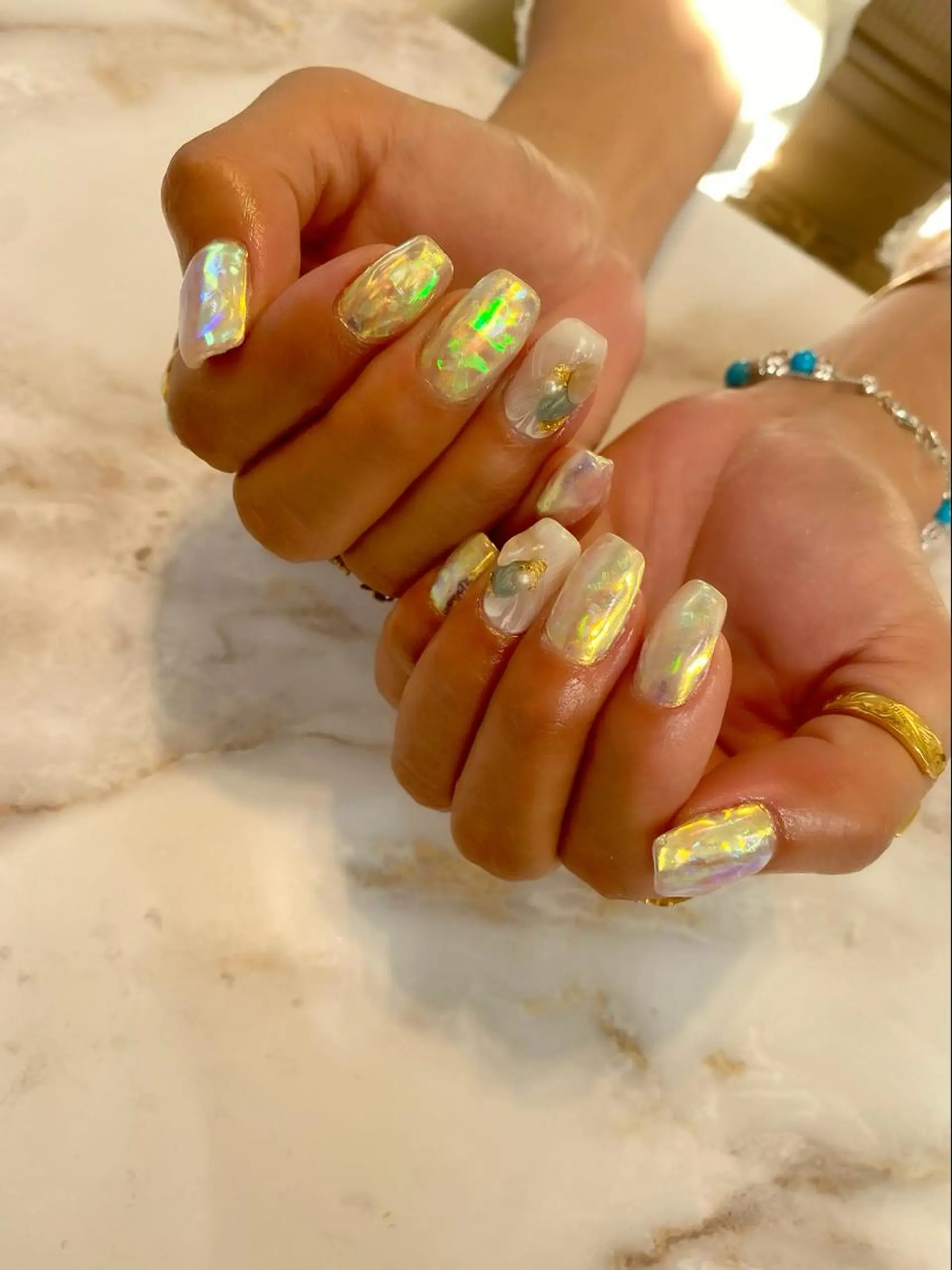 ネイル アートネイル オーロラネイル 氷ネイル・うるうるネイル キラキラネイル 大理石ネイル(マーブル) yuko （ネイリスト）のネイルデザイン