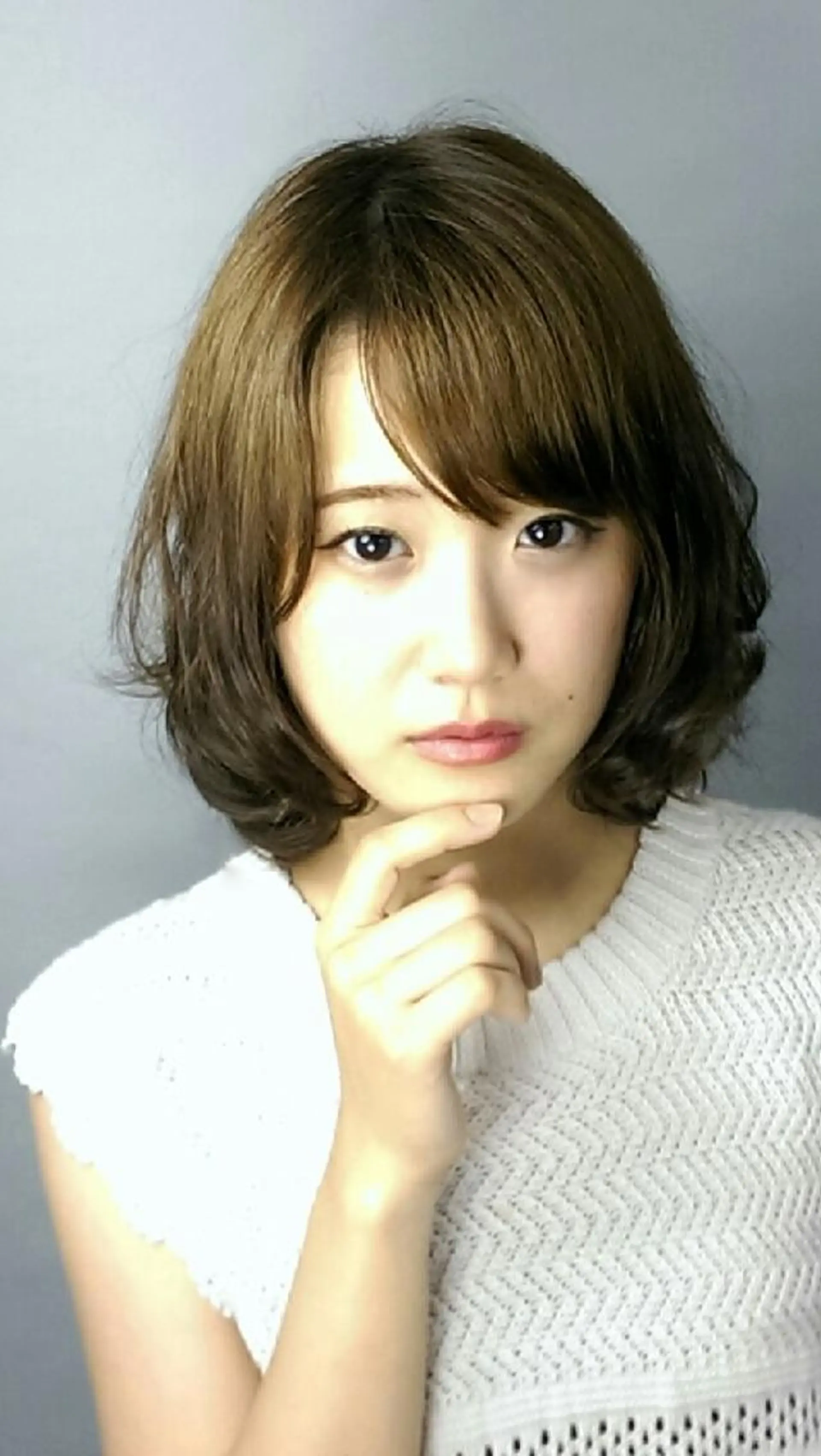 ミディアム パーマ カラー グレージュ ハイライトカラー ミント ハイライト ★竹本 千春★のヘアスタイル