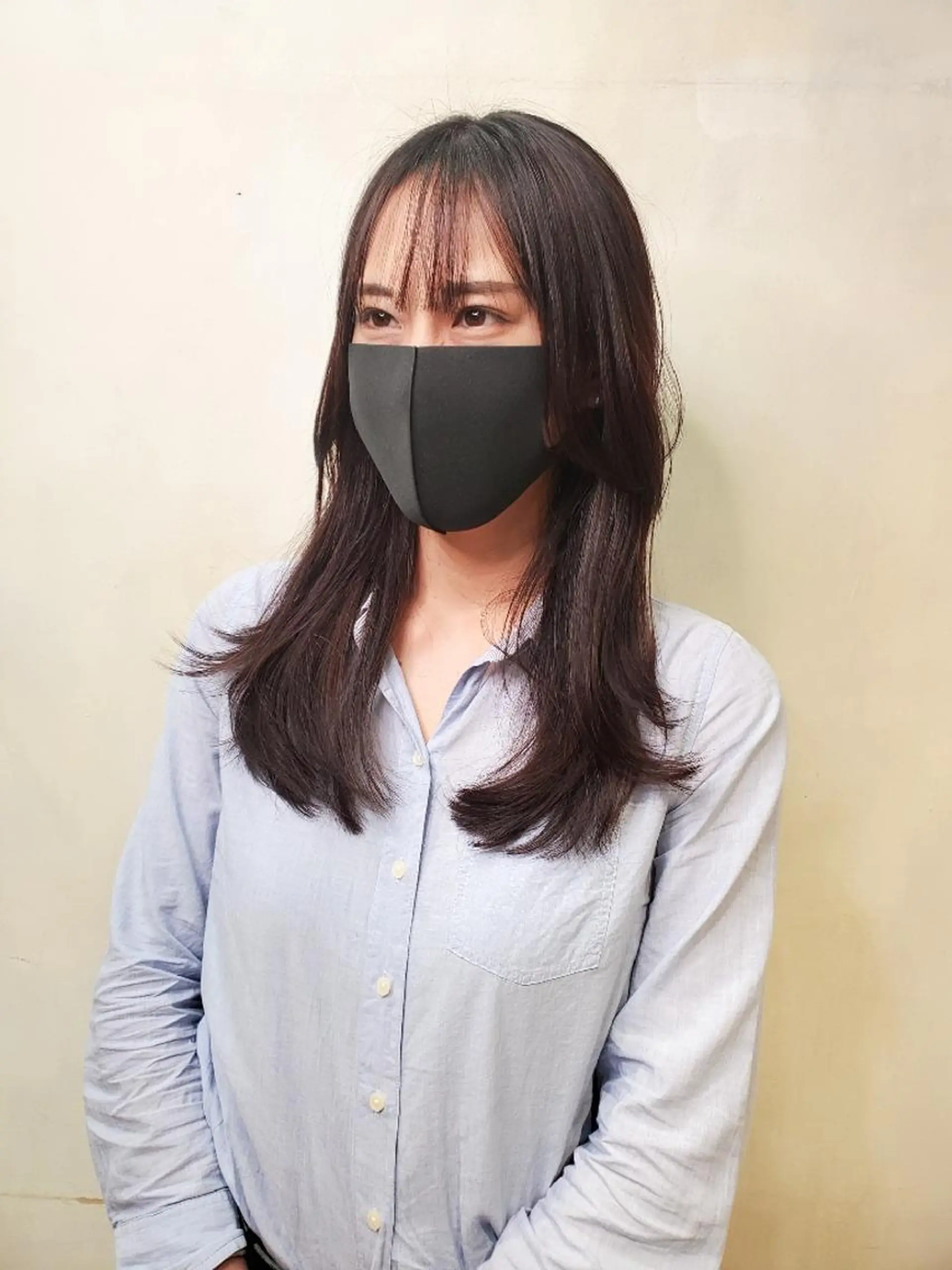 セミロング シースルーバング サイドバング 韓国レイヤー suzuのヘアスタイル