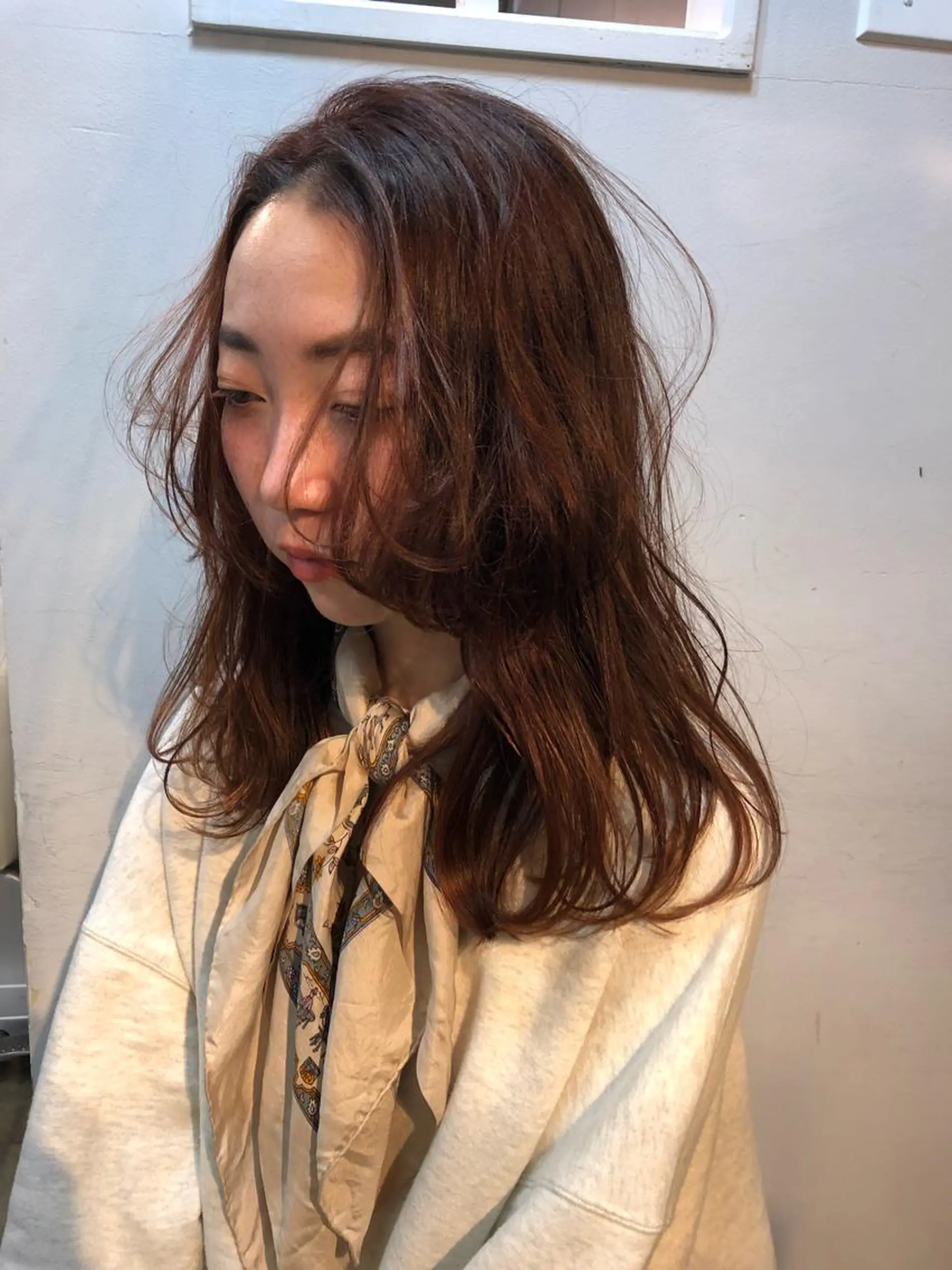 ロング カラー ベージュカラー ブリーチ 透明感カラー オレンジ オレンジレッド Pia hair Design Yakuin所属・Pia ツボイ ケイタのヘアスタイル