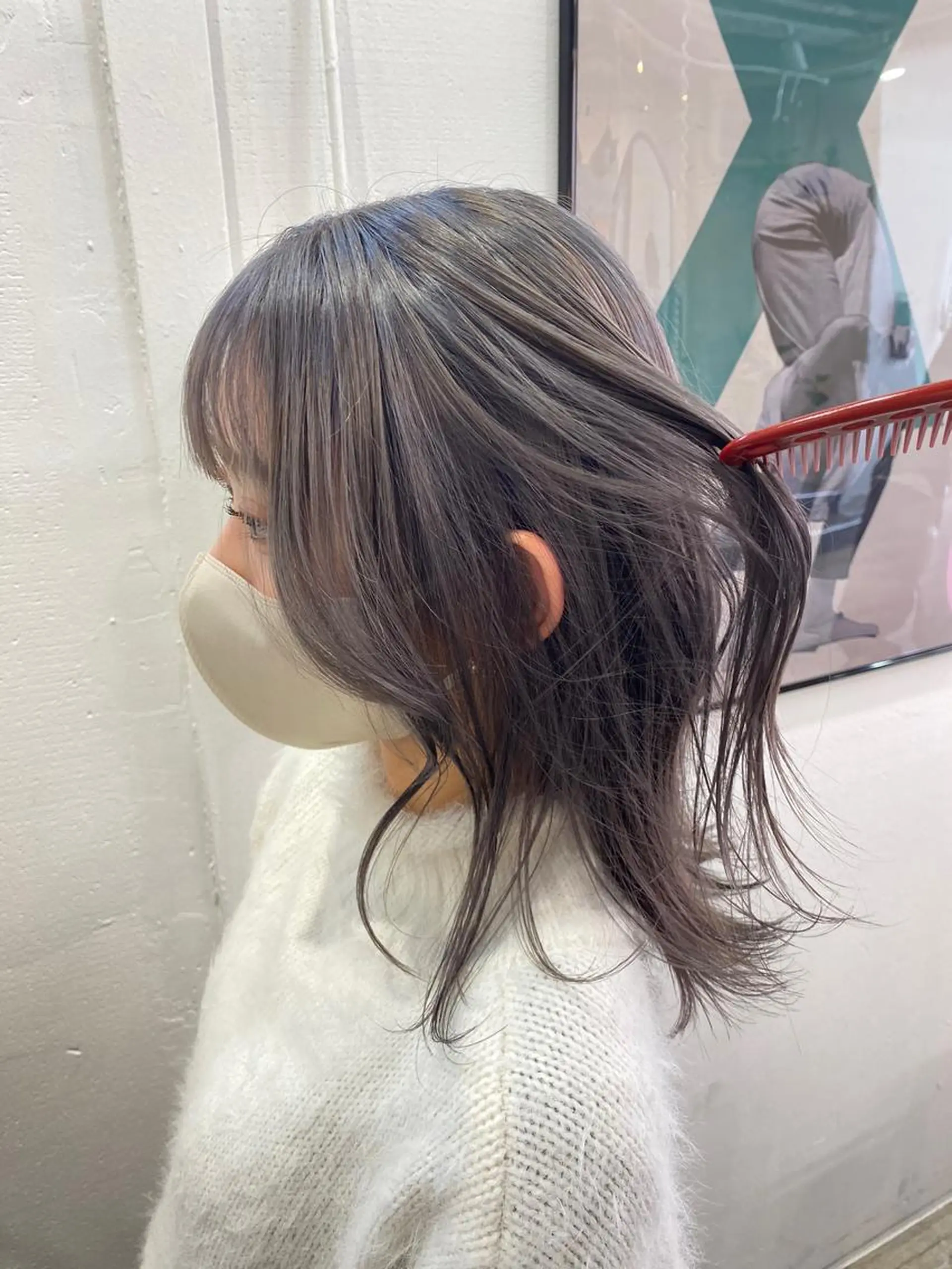 ミディアム カラー グレージュ シルバー シルバーグレージュ 暖色カラー/天神/ ヘイマサクラのヘアスタイル