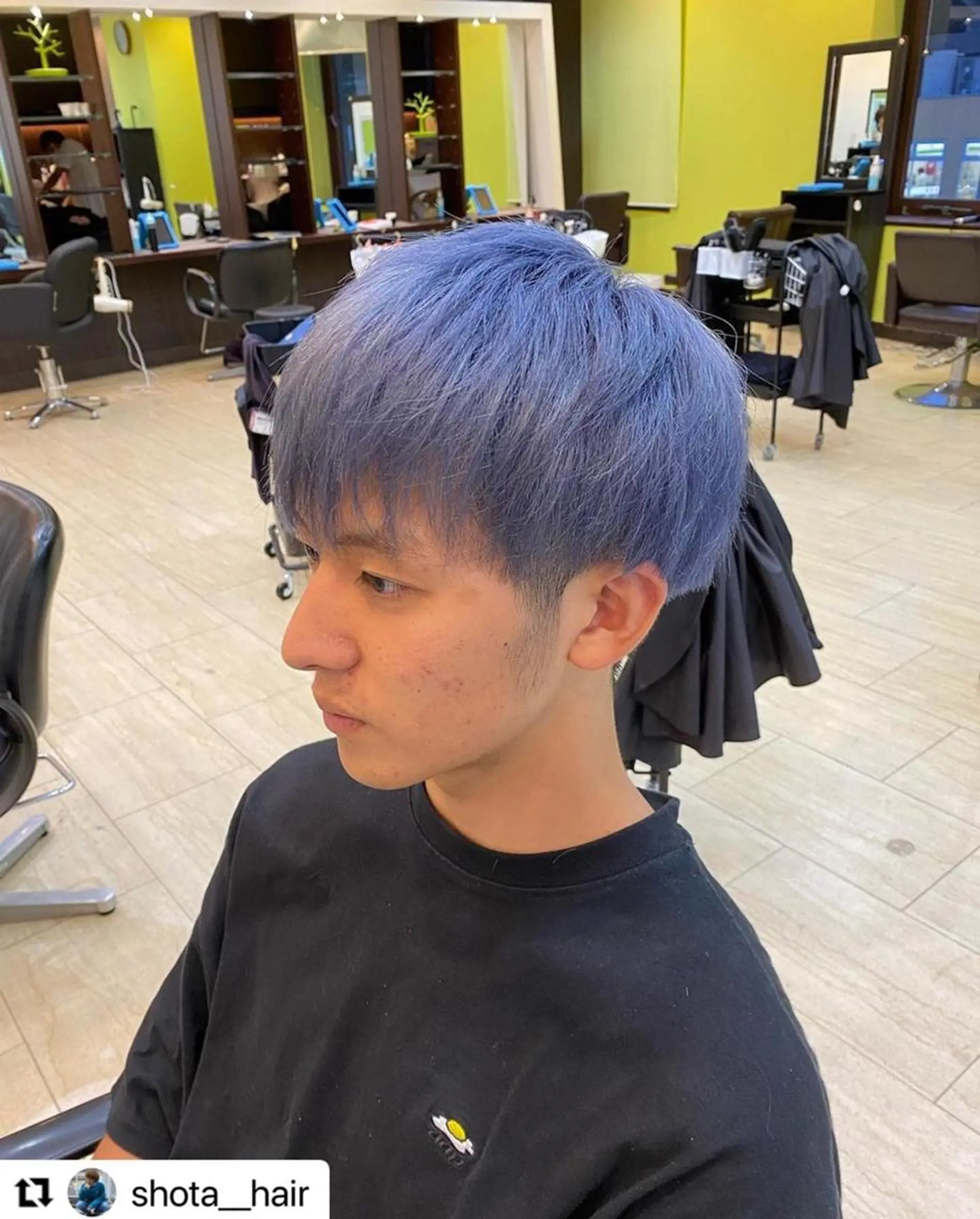 ミディアム カラー メンズ メンズショート アッシュ ブルーカラー ダブルカラー シルバー 🩷Eny terrace🩷のヘアスタイル