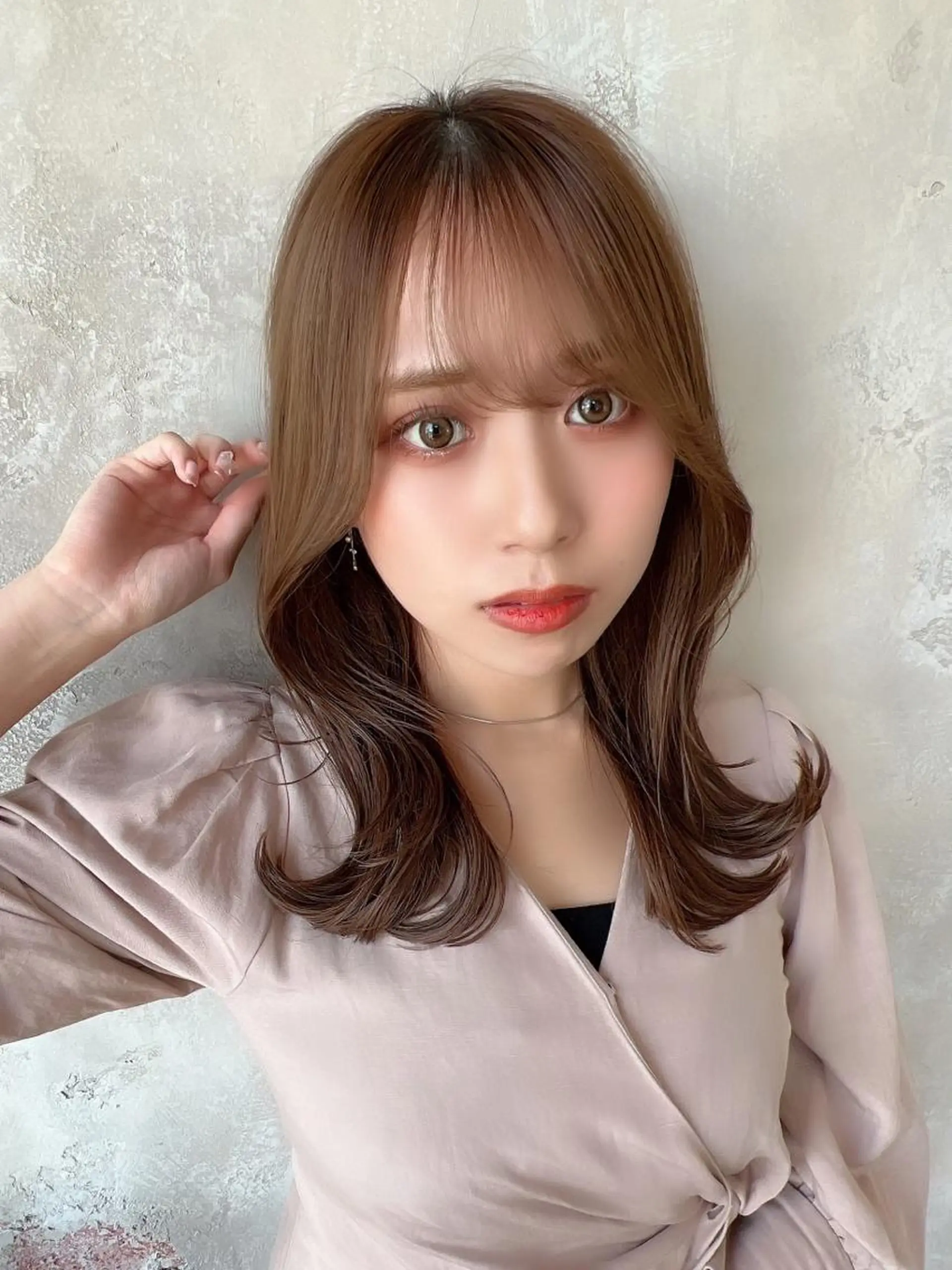 セミロング カラー ベージュカラー ブラウンカラー くびれヘア 髪質改善 🧡くびれヘア/前髪 顔周り🧡久原結衣のヘアスタイル