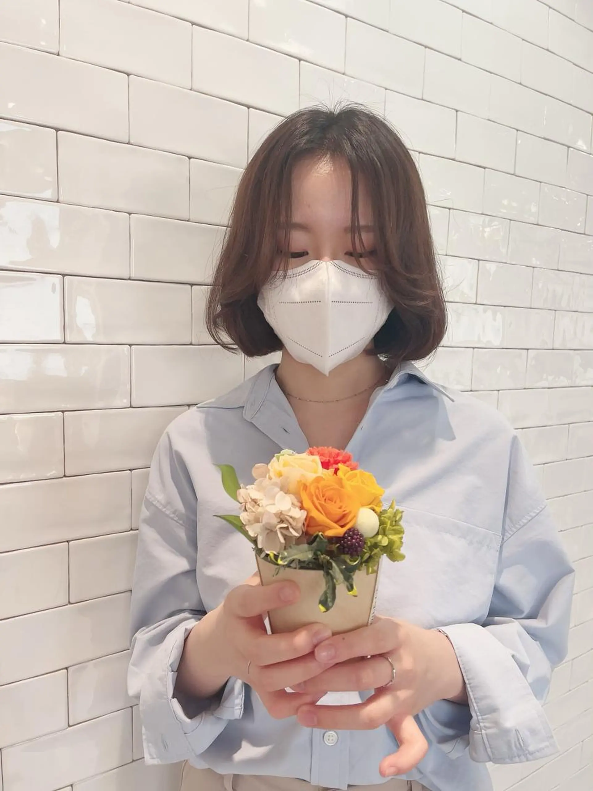 ショート カラー カット ヘアカラー トリートメント emi/髪質改善/ 韓国風/艶カラーのヘアスタイル