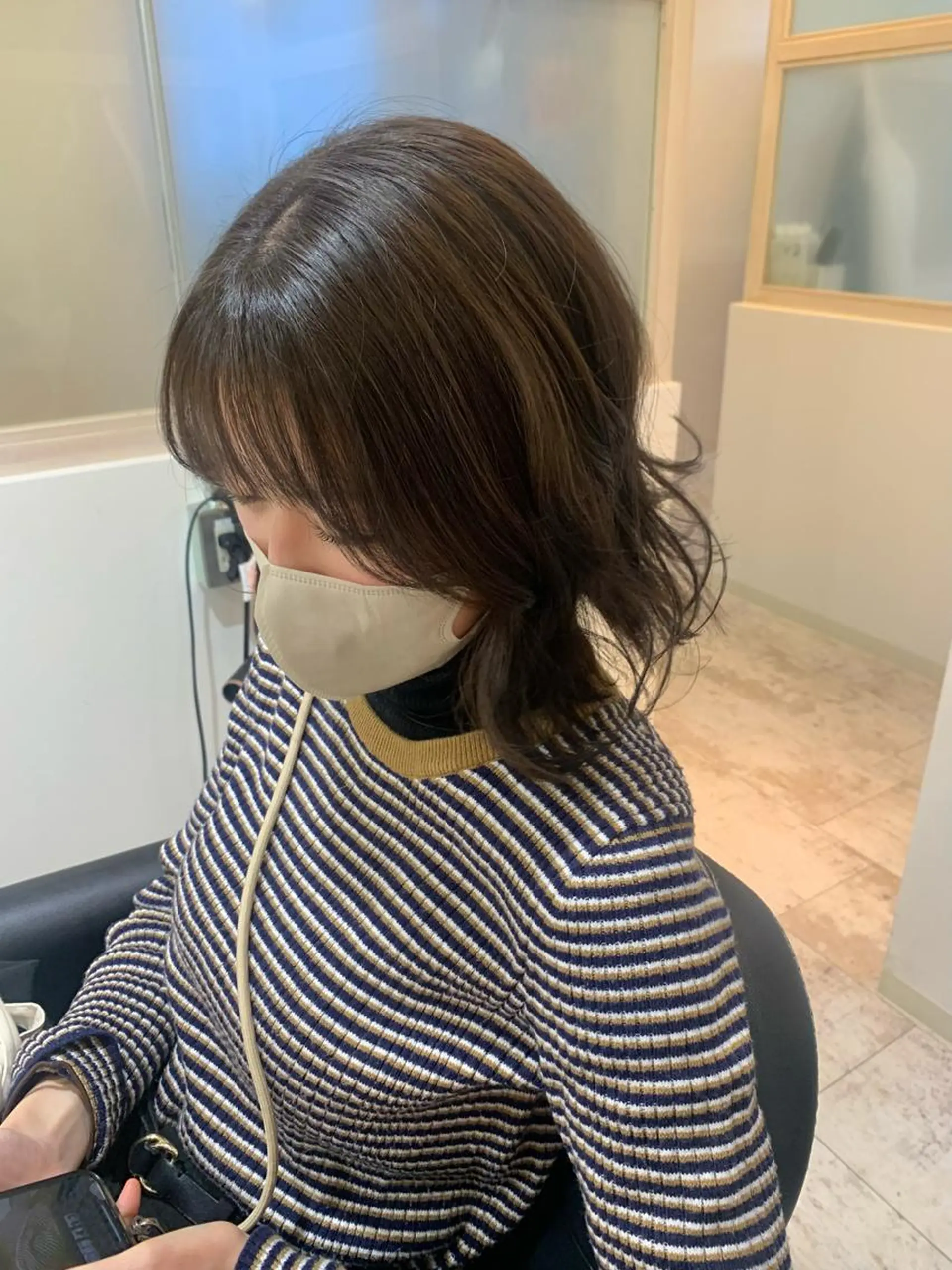ミディアム カラー 垢抜け 雰囲気アップ ふにゅう ののかのヘアスタイル