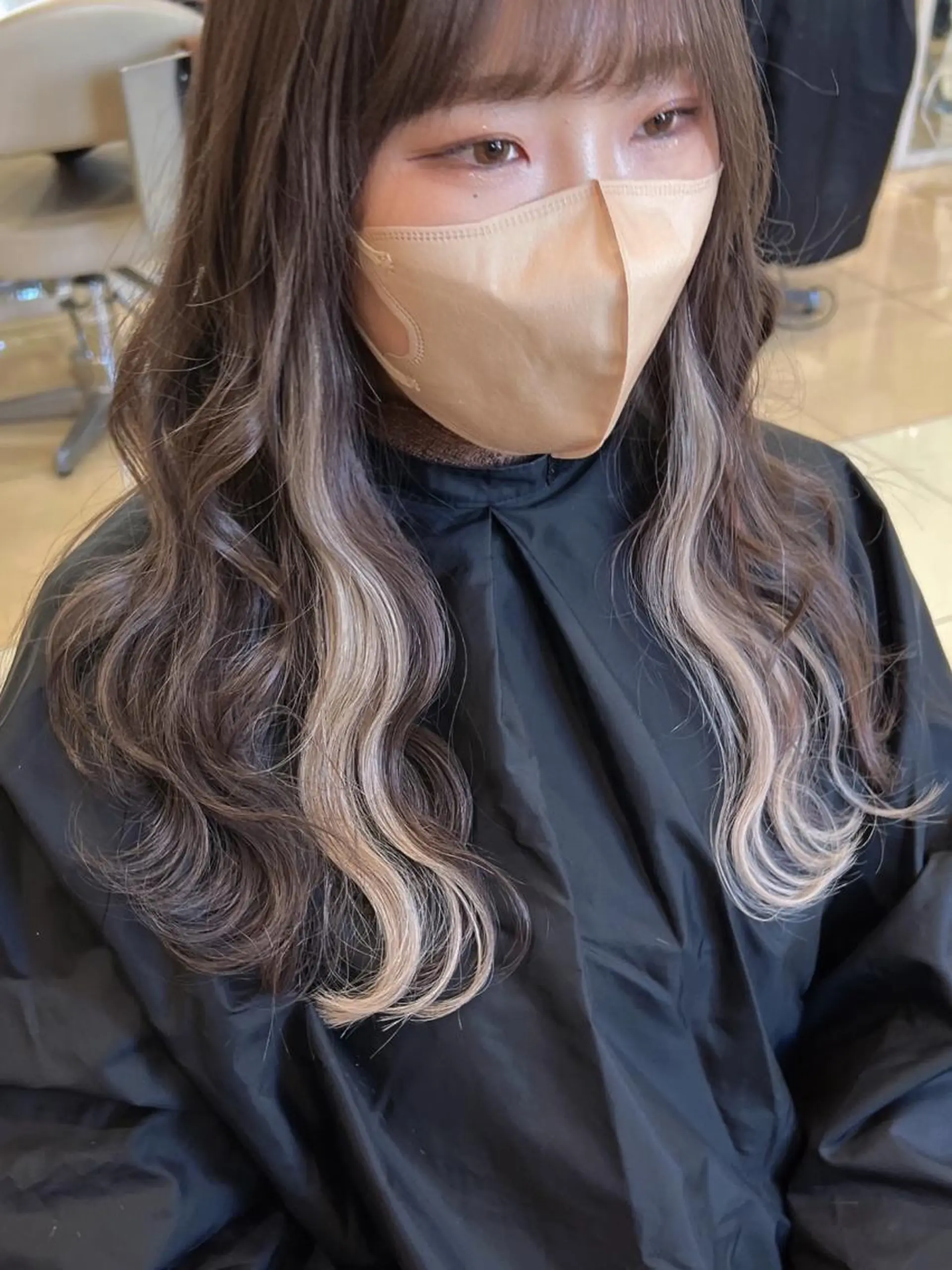 セミロング カラー ヘアアレンジ イヤリングカラー エクステ シールエクステ専門店 Spira藤崎宮のヘアスタイル